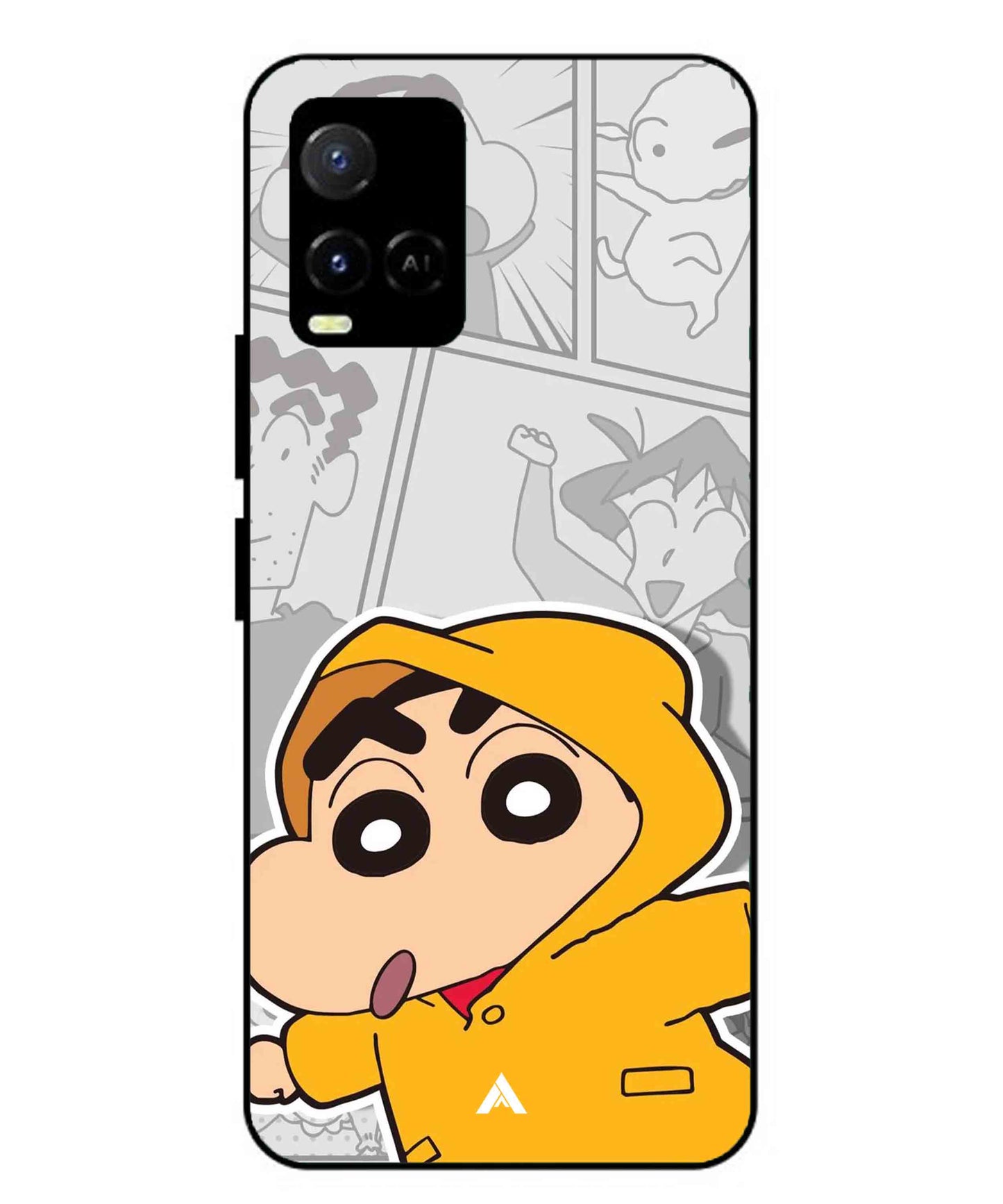Shinchan Raincoat Metal Back Cover Phone Case for Vivo Y36