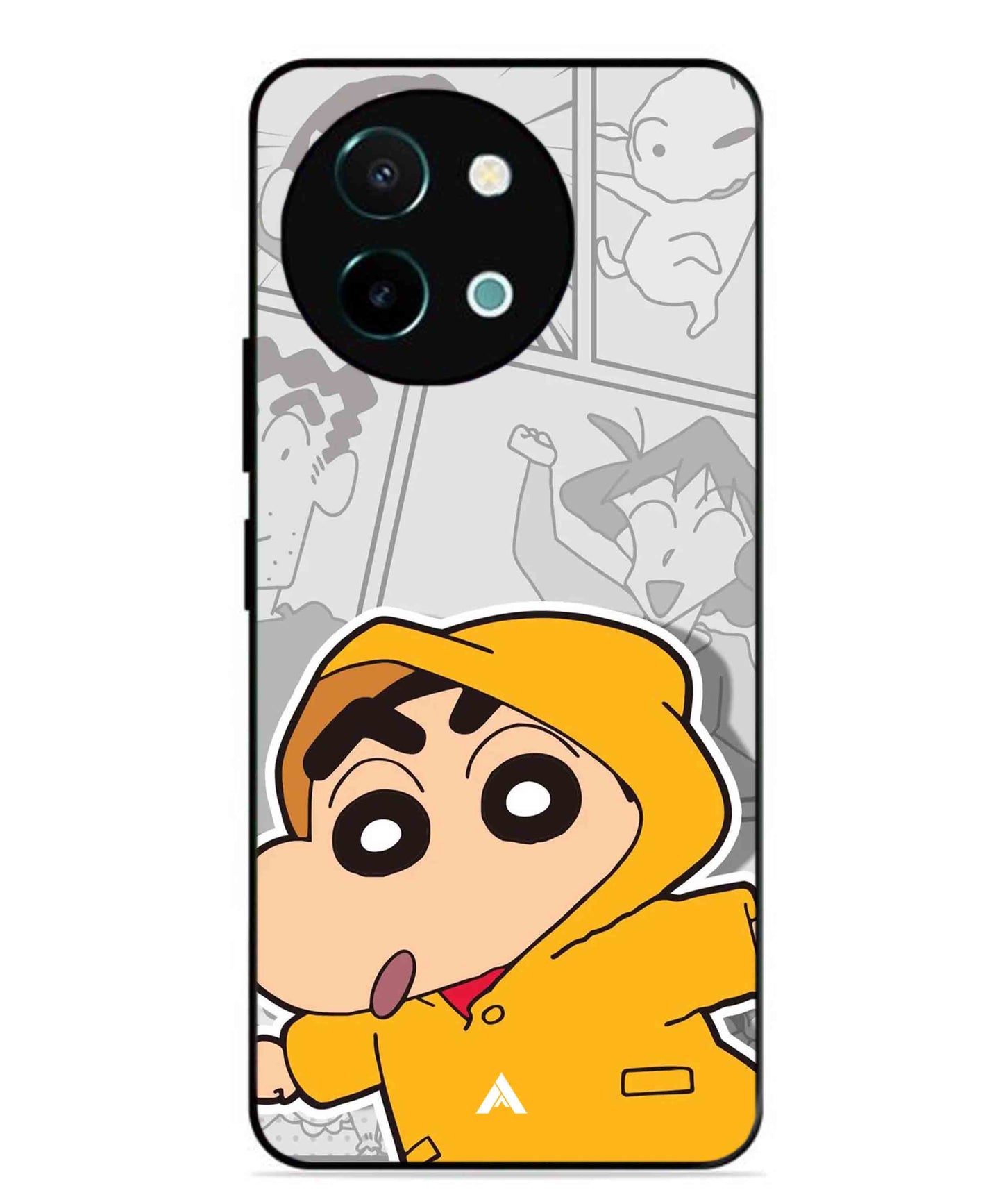 Shinchan Raincoat Metal Back Cover Phone Case for Vivo Y38