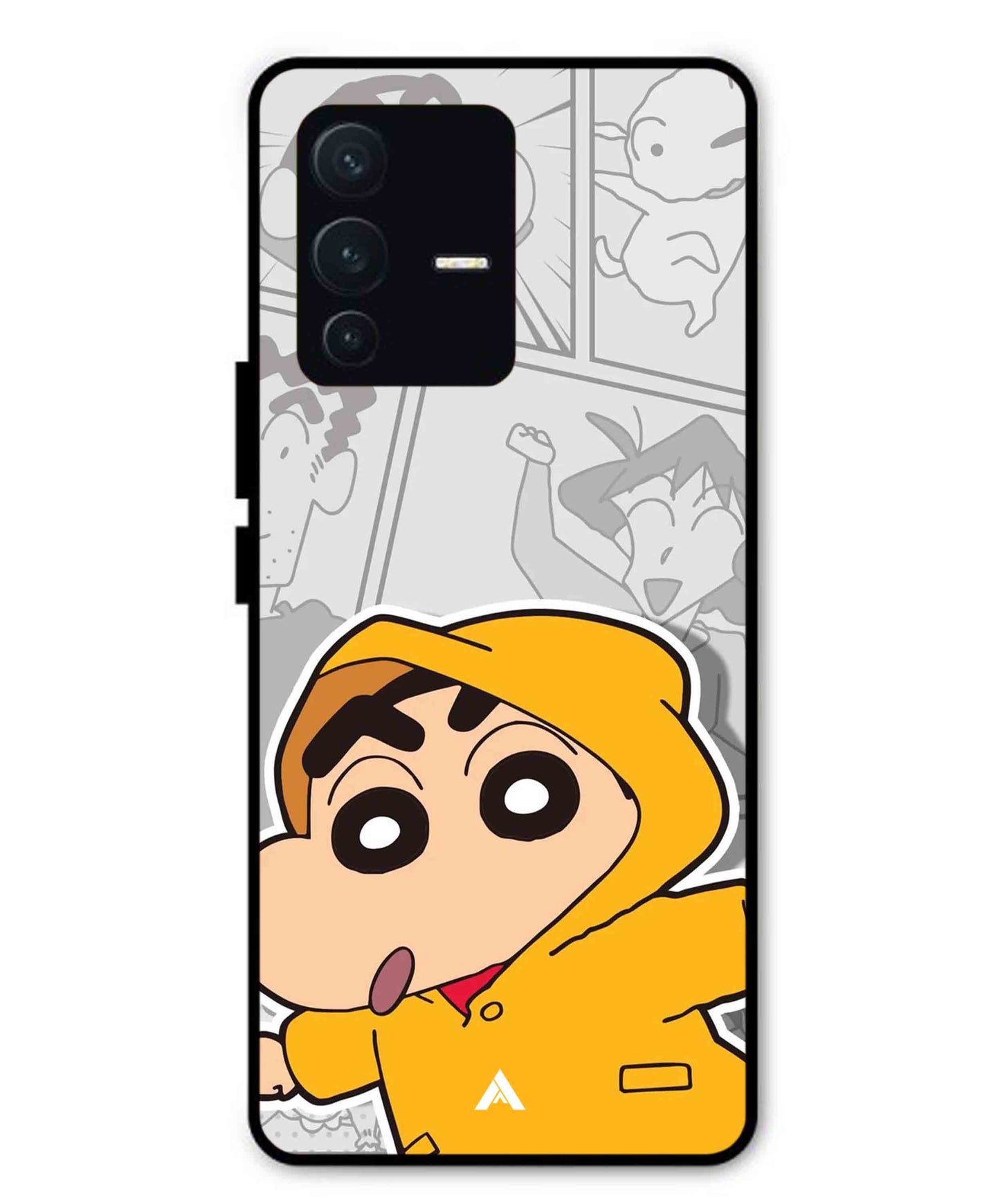 Shinchan Raincoat Metal Back Cover Phone Case for Vivo v23 Pro