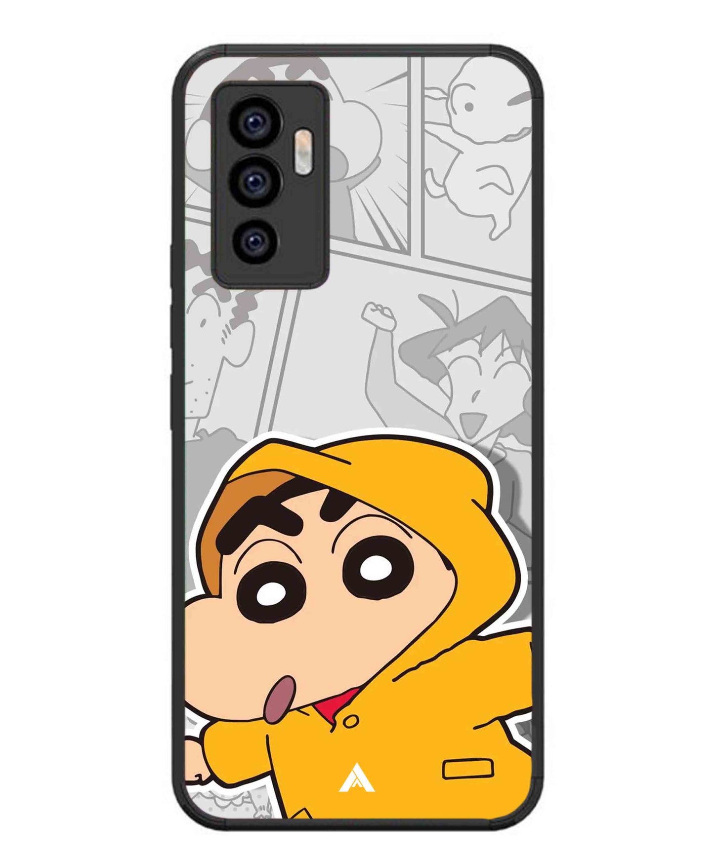 Shinchan Raincoat Metal Back Cover Phone Case for Vivo v23e