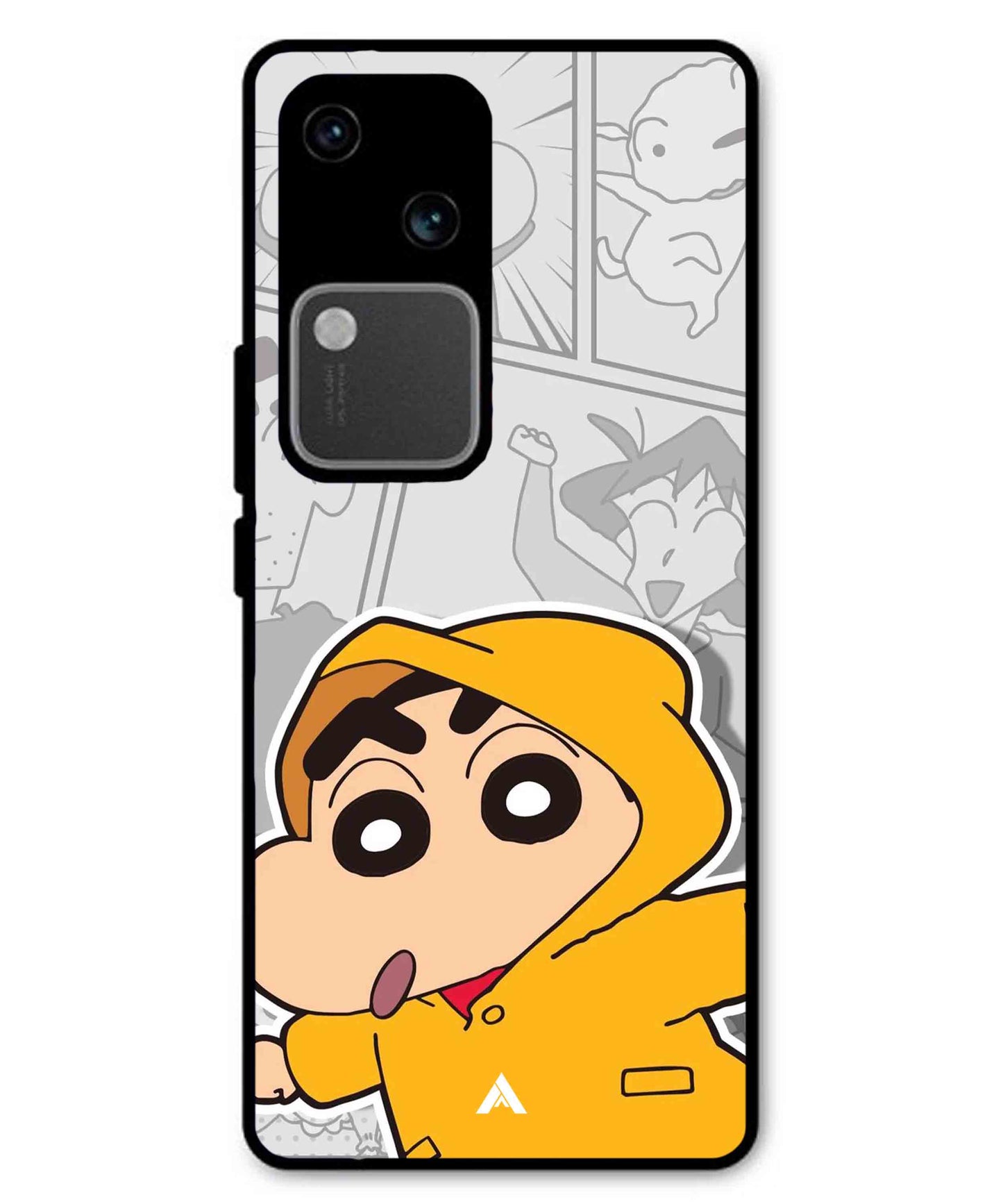 Shinchan Raincoat Metal Back Cover Phone Case for Vivo v30