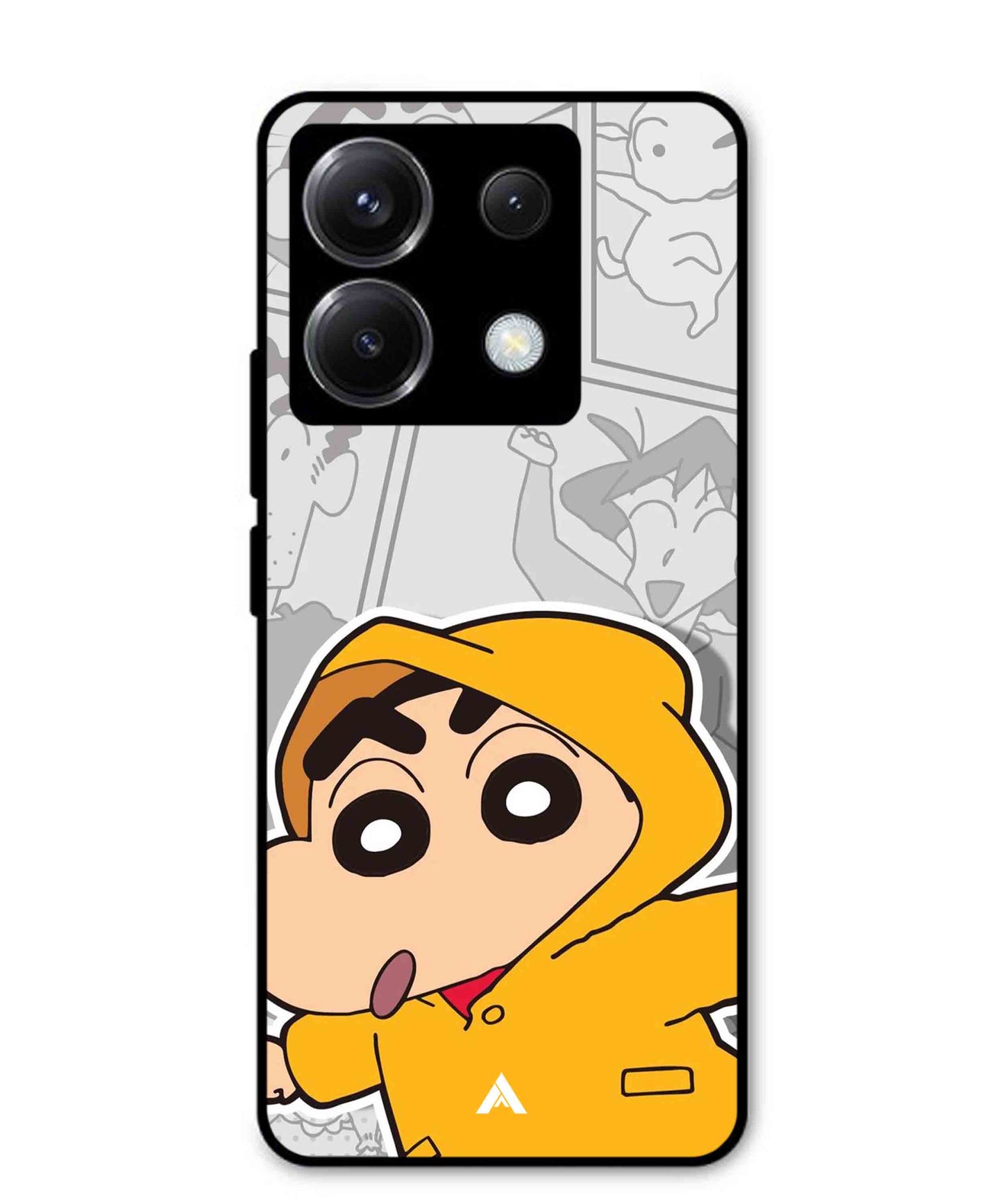 Shinchan Raincoat Metal Back Cover Phone Case for Xiaomi Redmi Note 13