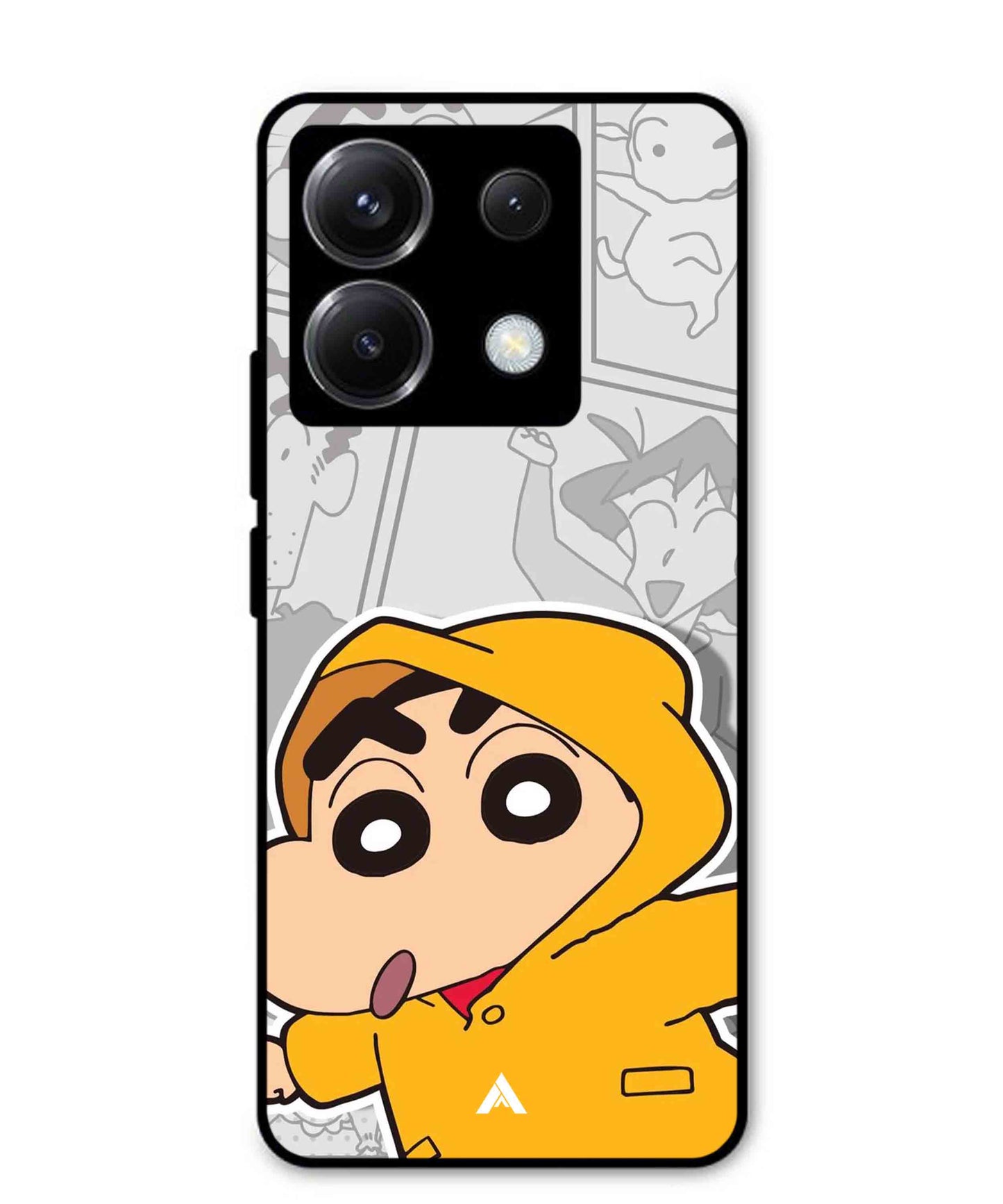 Shinchan Raincoat Metal Back Cover Phone Case for Xiaomi Redmi Note 13 Pro