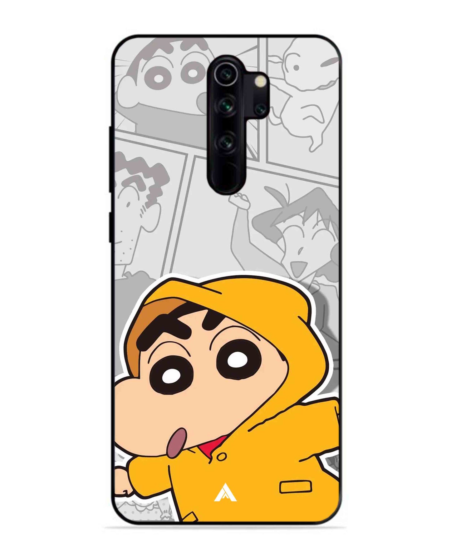 Shinchan Raincoat Metal Back Cover Phone Case for Xiaomi Redmi Note 8 Pro
