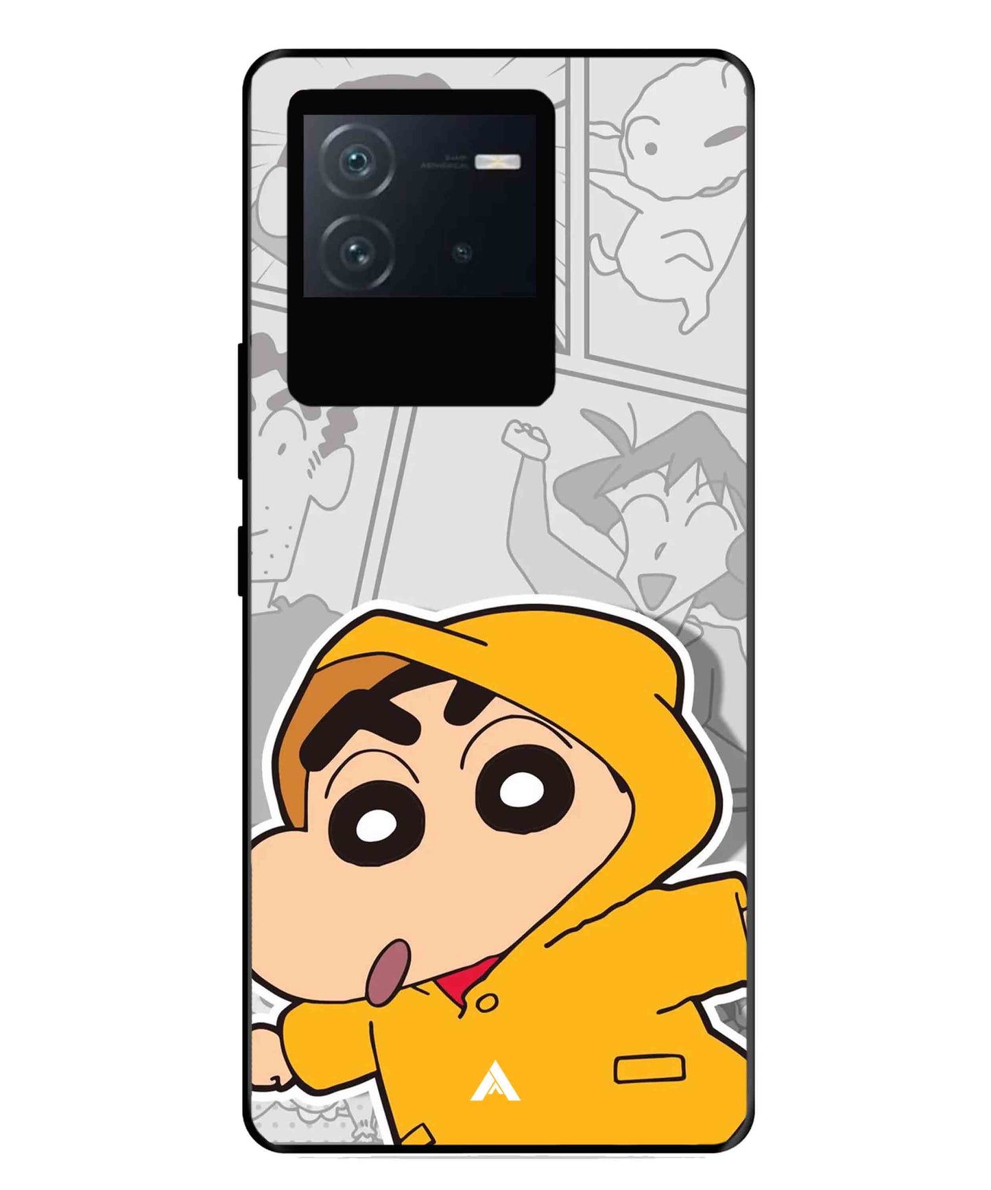 Shinchan Raincoat Metal Back Cover Phone Case for iQOO Neo 6