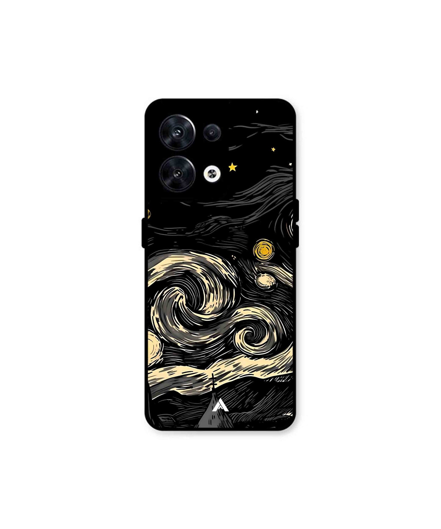 Starry Night Metal Back Cover Phone Case for Oppo Reno 10 Pro