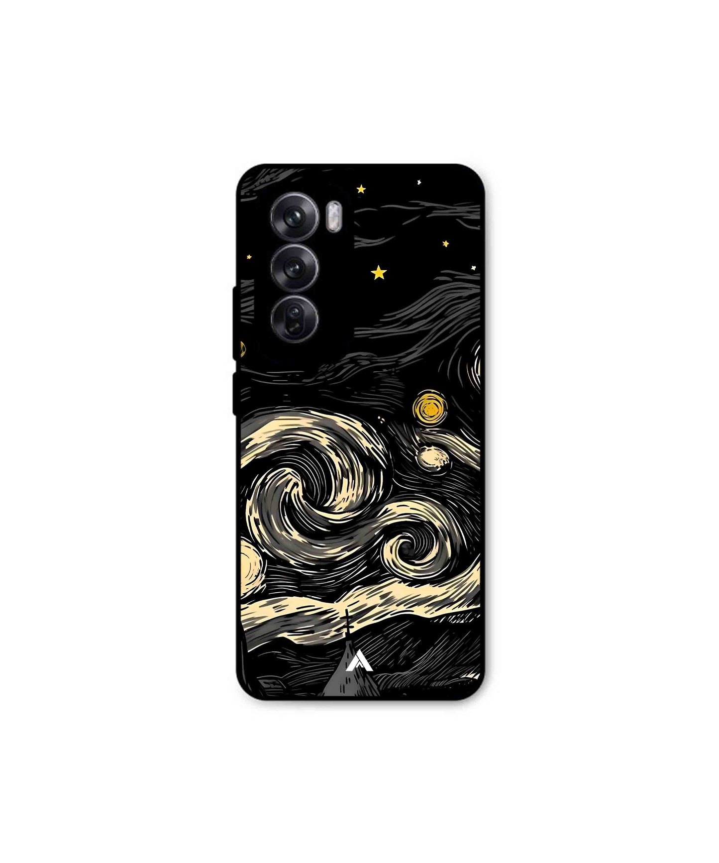 Starry Night Metal Back Cover Phone Case for Oppo Reno 12