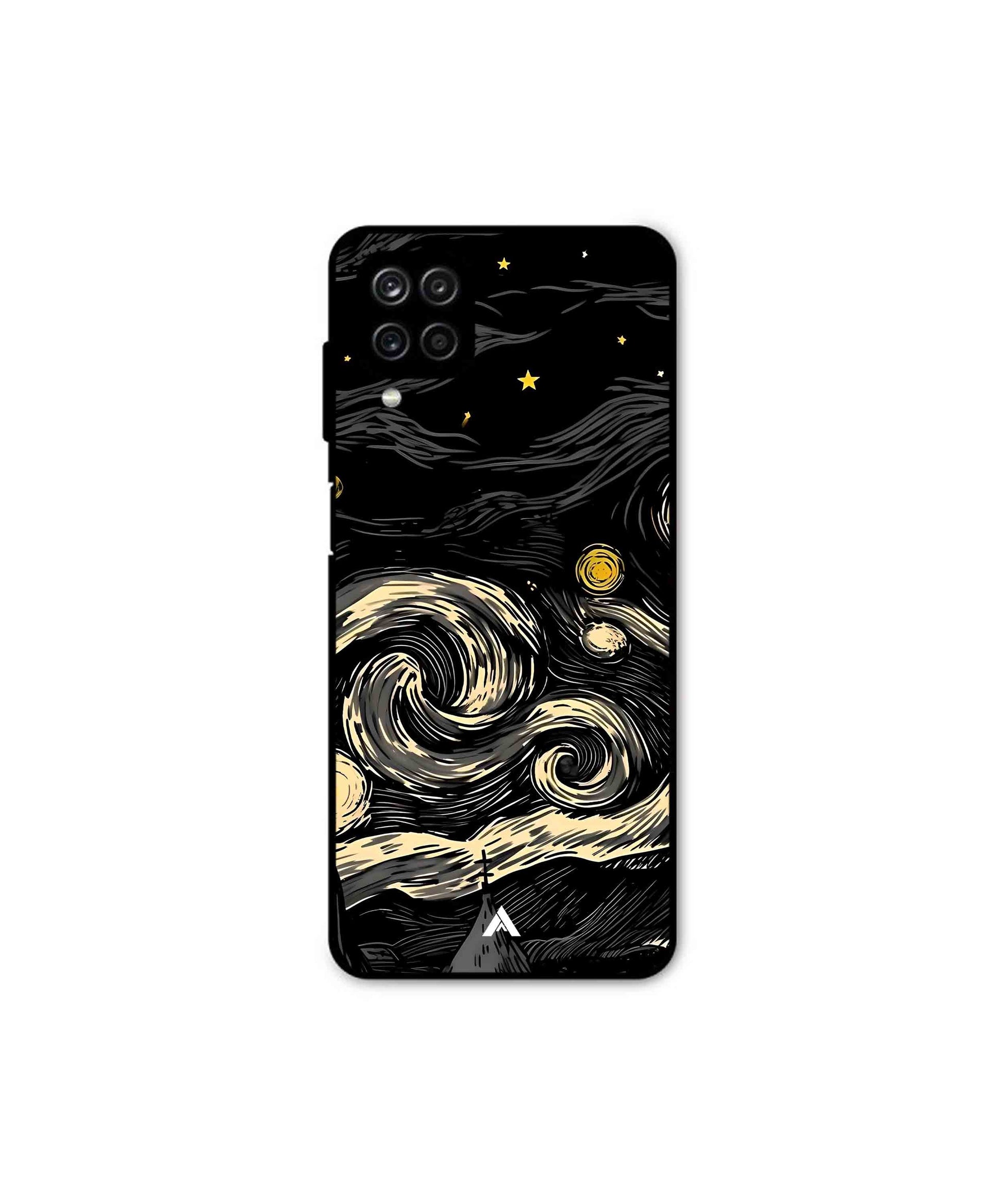 Starry Night Metal Back Cover Phone Case for Samsung Galaxy A22 4G