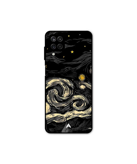 Starry Night Metal Back Cover Phone Case for Samsung Galaxy A22 4G