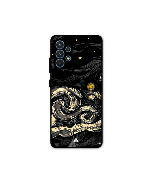 Starry Night Metal Back Cover Phone Case for Samsung Galaxy A32