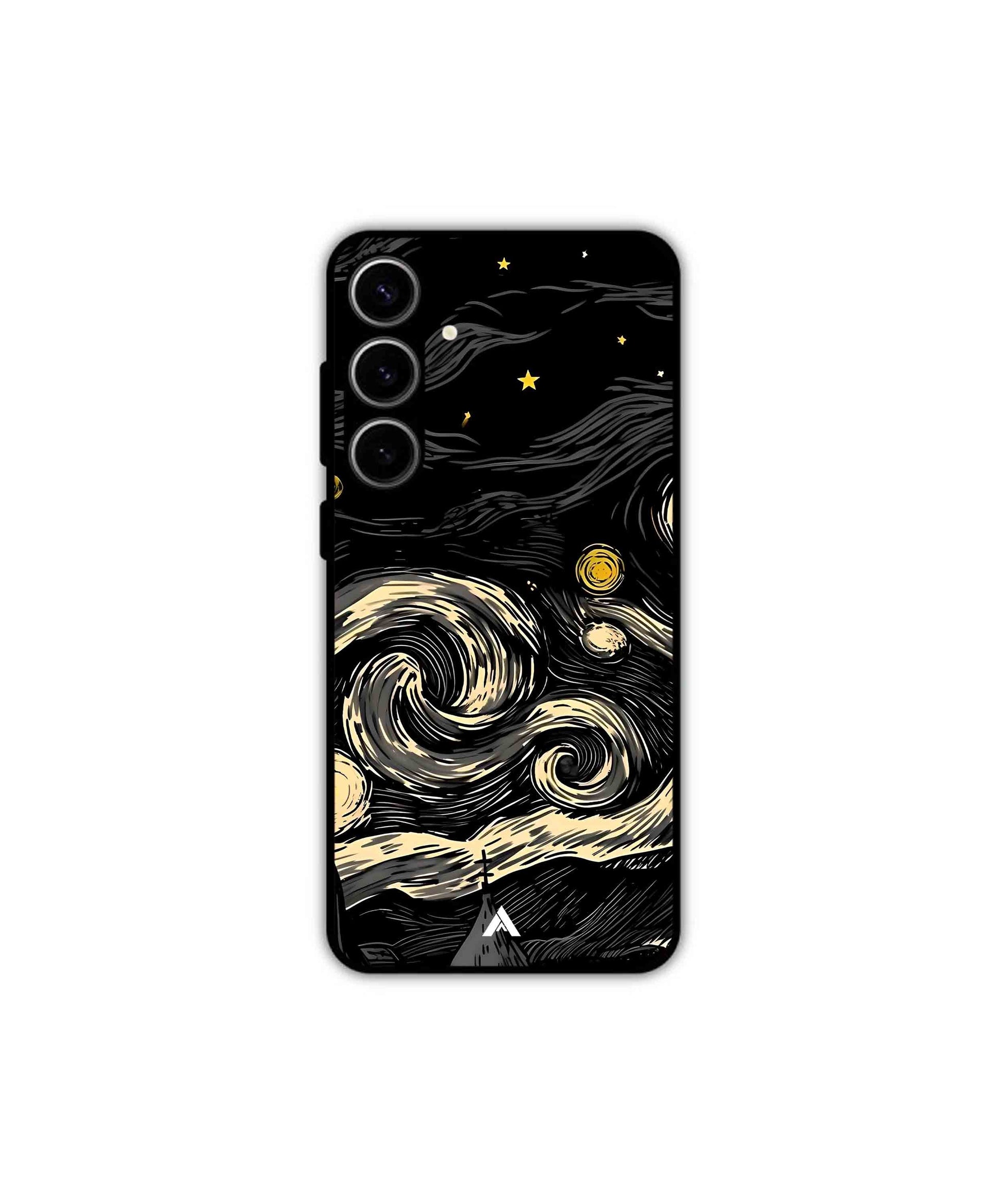 Starry Night Metal Back Cover Phone Case for Samsung Galaxy S24 Plus