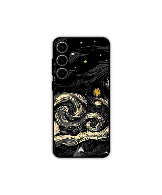 Starry Night Metal Back Cover Phone Case for Samsung Galaxy S24 Plus