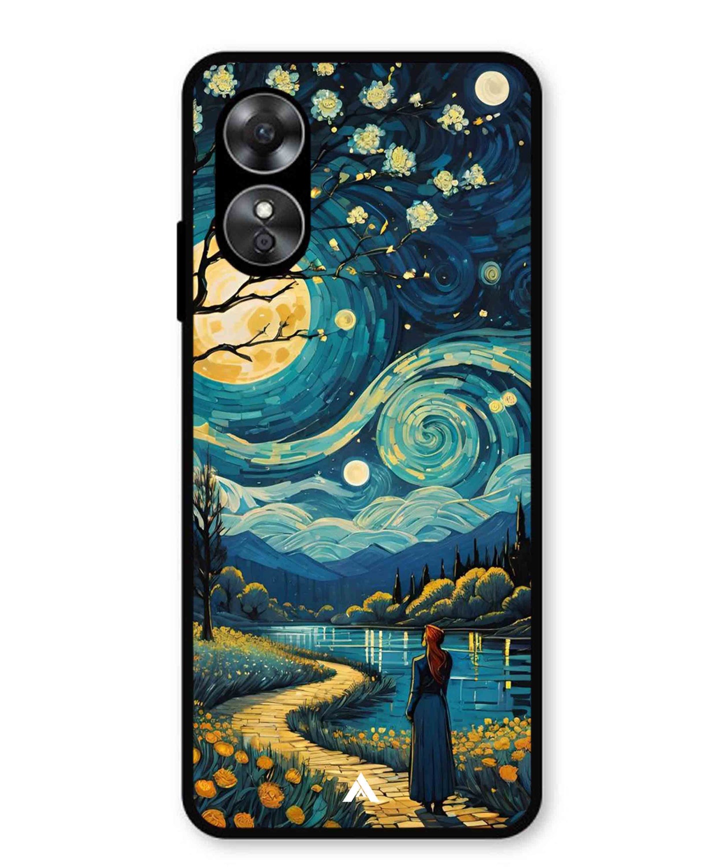 Starry Eve Art Aesthetic Metal Back Cover Phone Case for Oppo A17