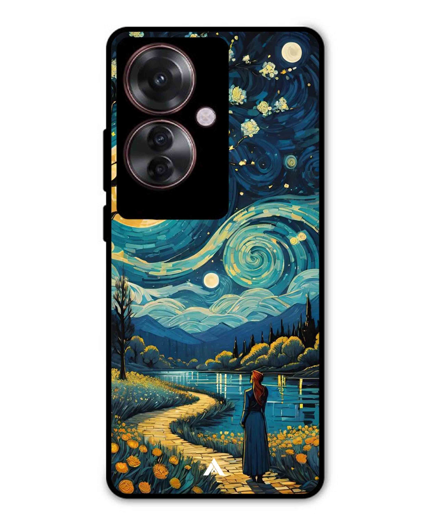 Starry Eve Art Aesthetic Metal Back Cover Phone Case for Oppo Reno 11F