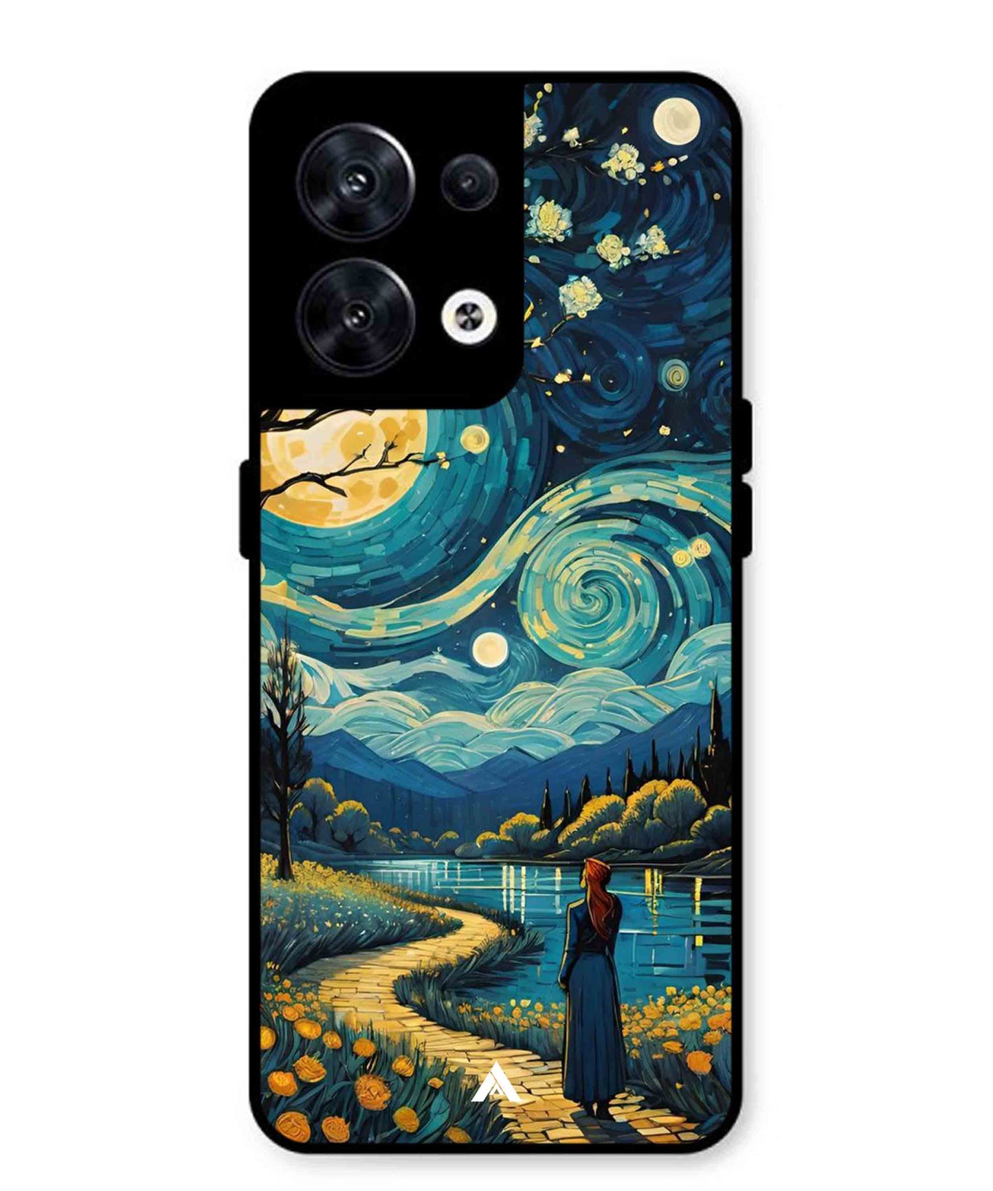 Starry Eve Art Aesthetic Metal Back Cover Phone Case for Oppo Reno 8