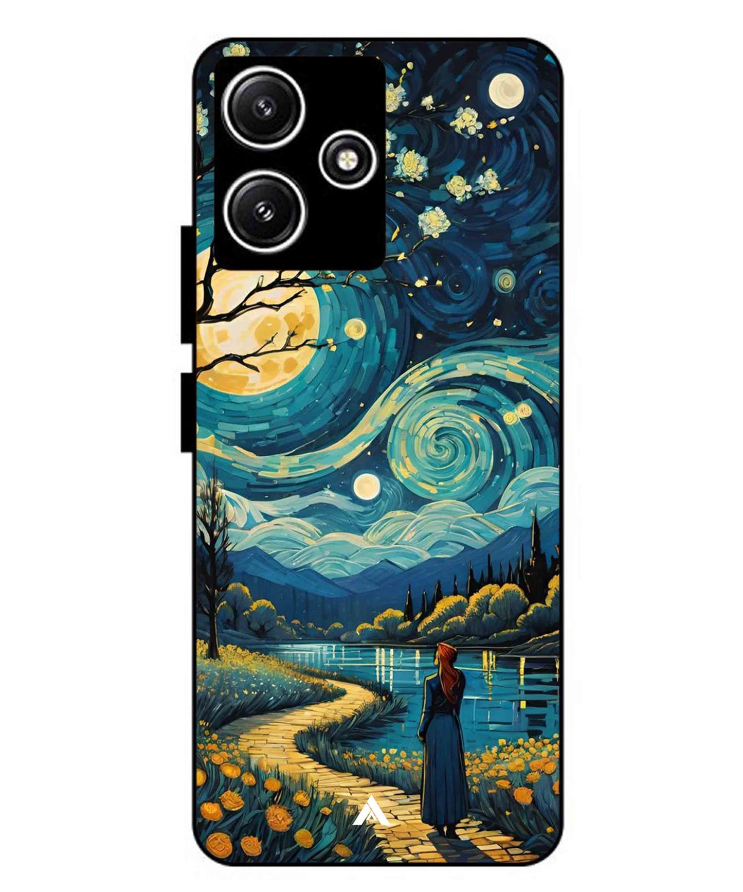 Starry Eve Art Aesthetic Metal Back Cover Phone Case for Xiaomi Redmi 12 5G