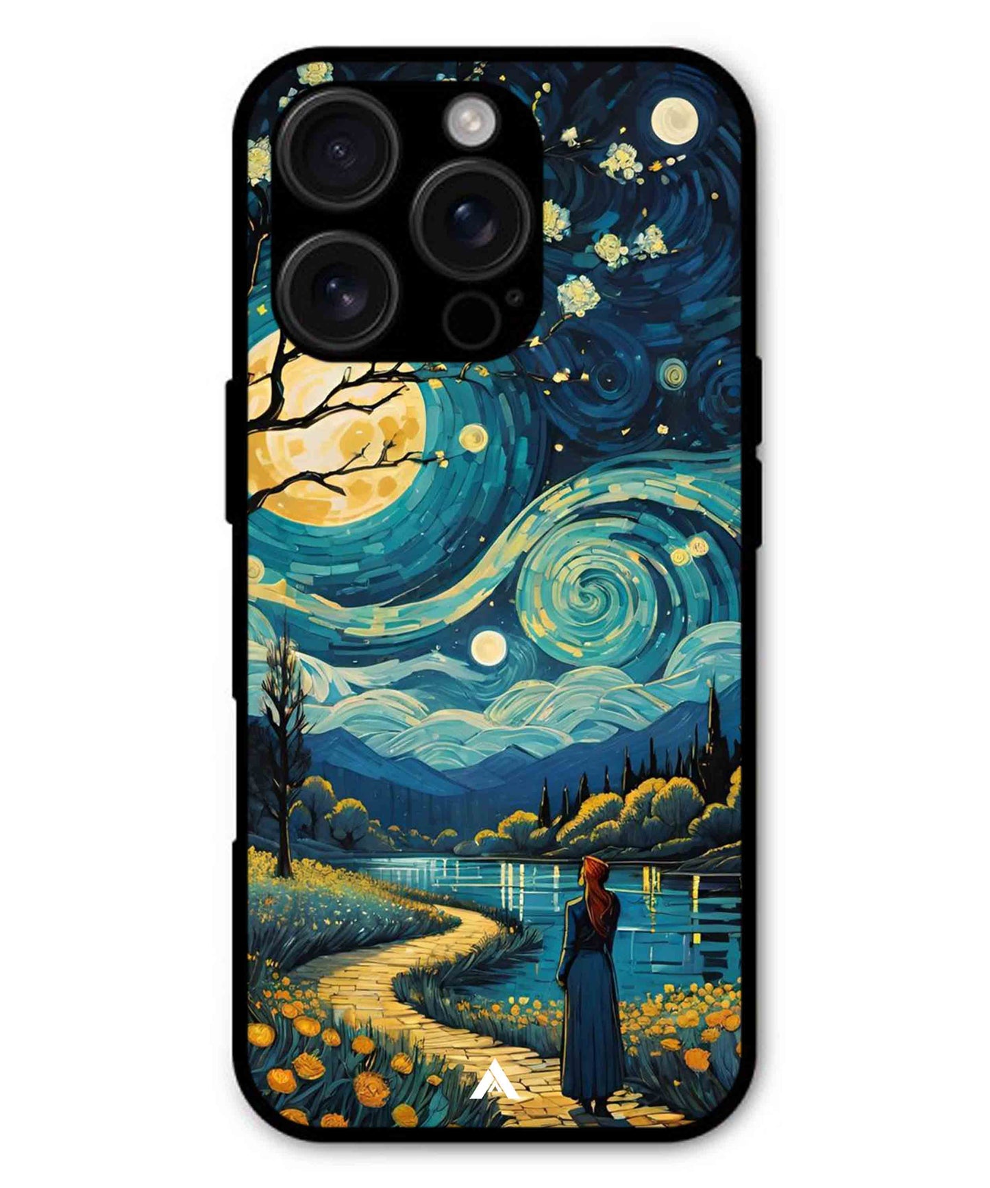 Starry Eve Art Aesthetic Metal Back Cover Phone Case for iPhone 15 Pro
