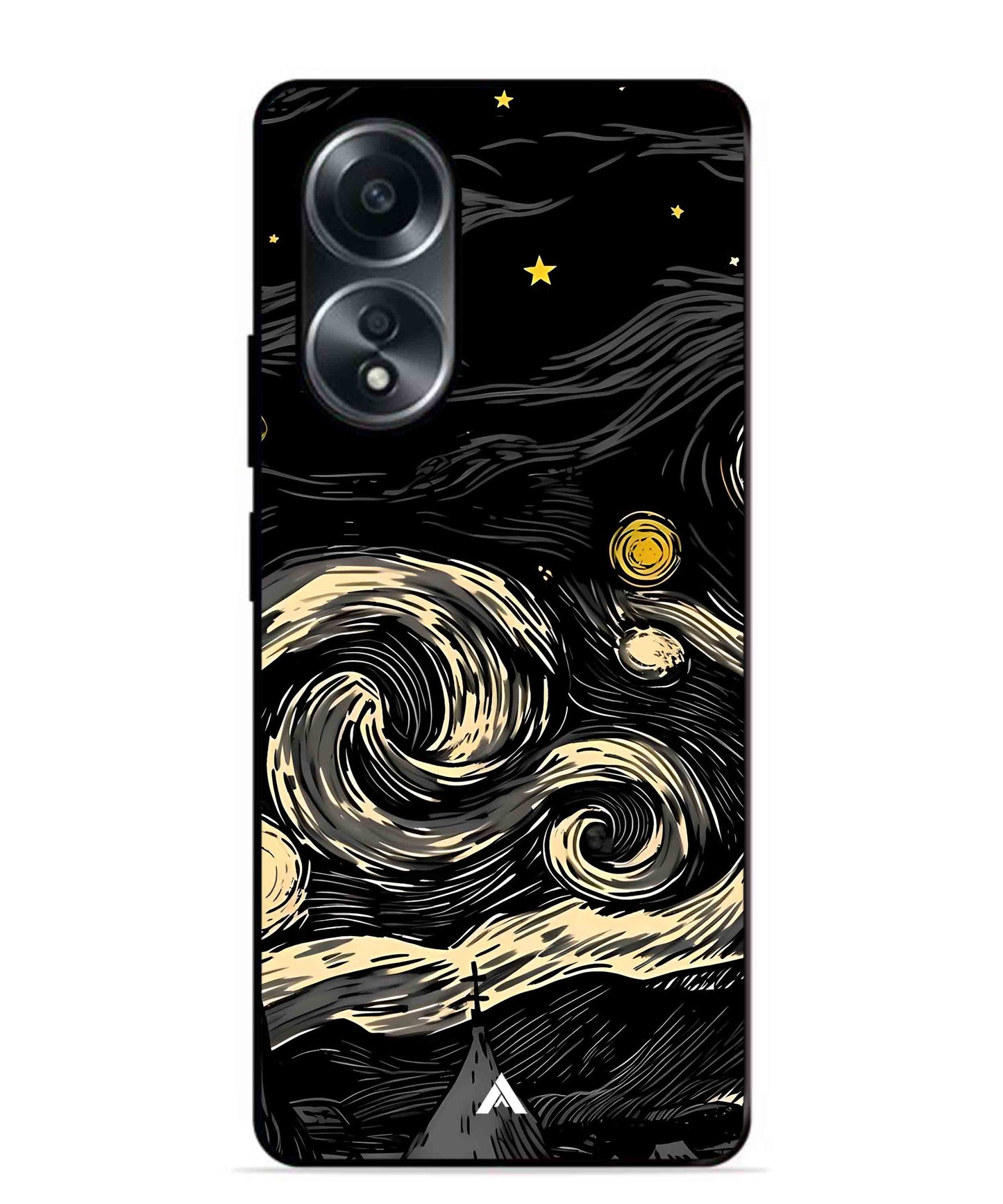 Starry Night Aesthetic Metal Back Cover Phone Case for Oppo A58