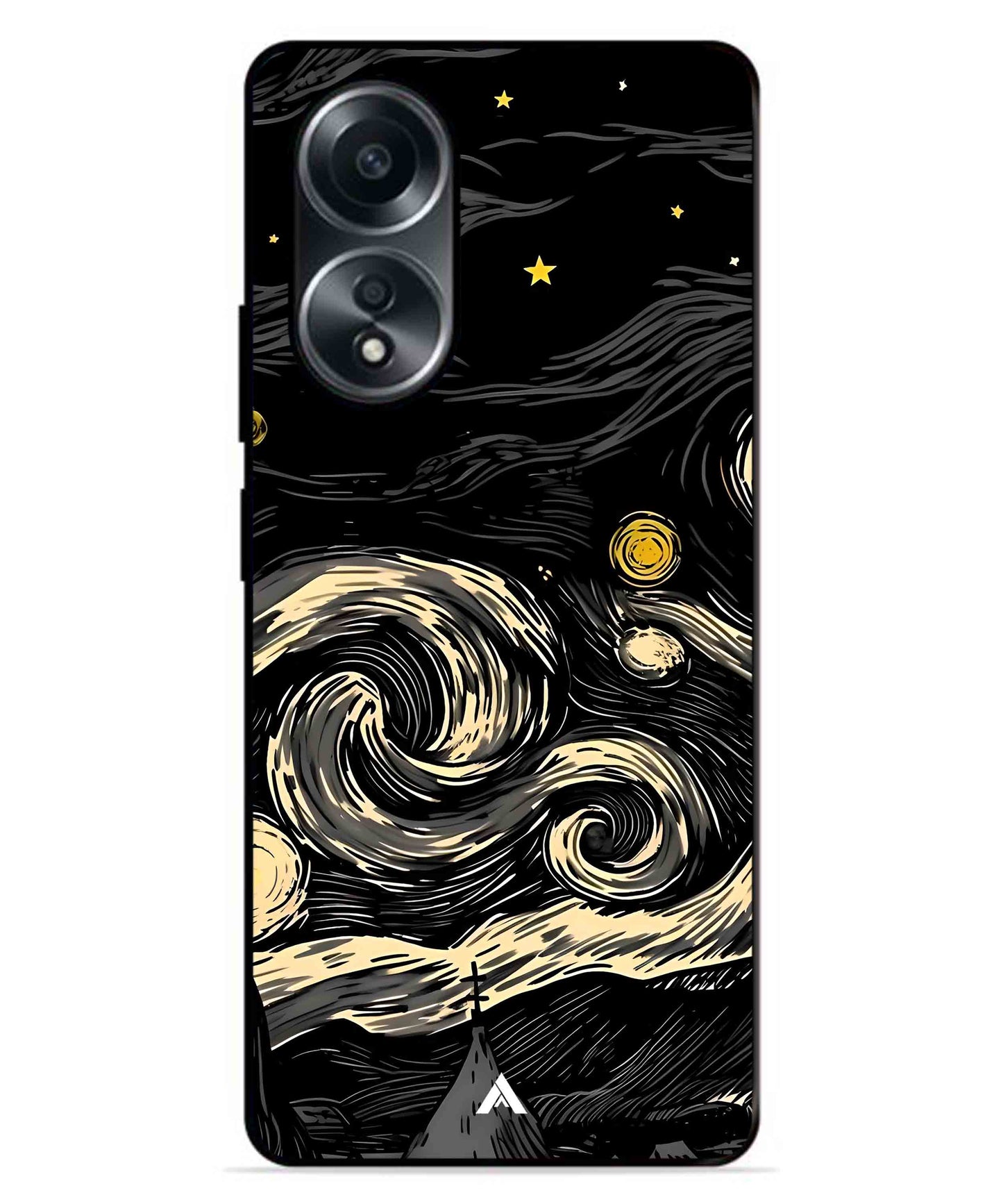 Starry Night Aesthetic Metal Back Cover Phone Case for Oppo A78