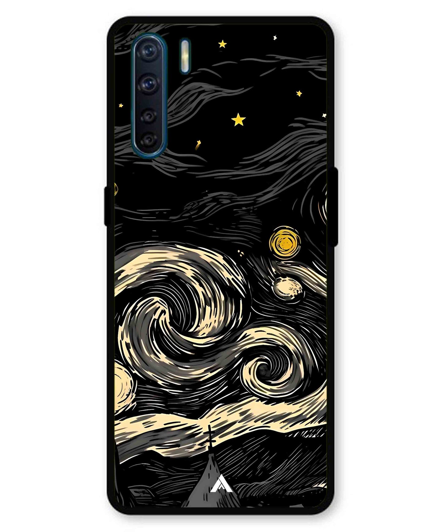 Starry Night Aesthetic Metal Back Cover Phone Case for Oppo A91