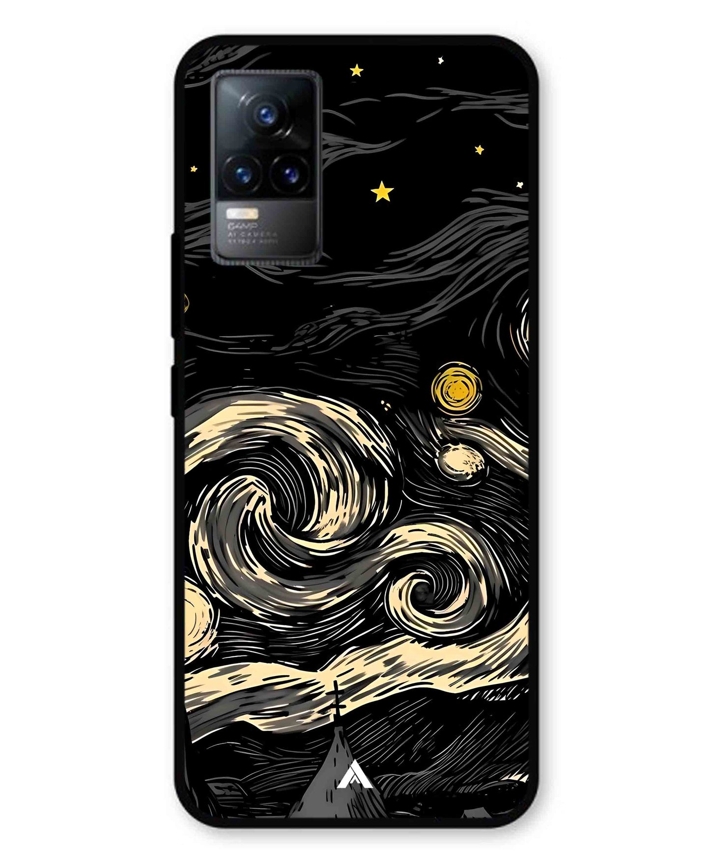 Starry Night Aesthetic Metal Back Cover Phone Case for Vivo v21e 4G
