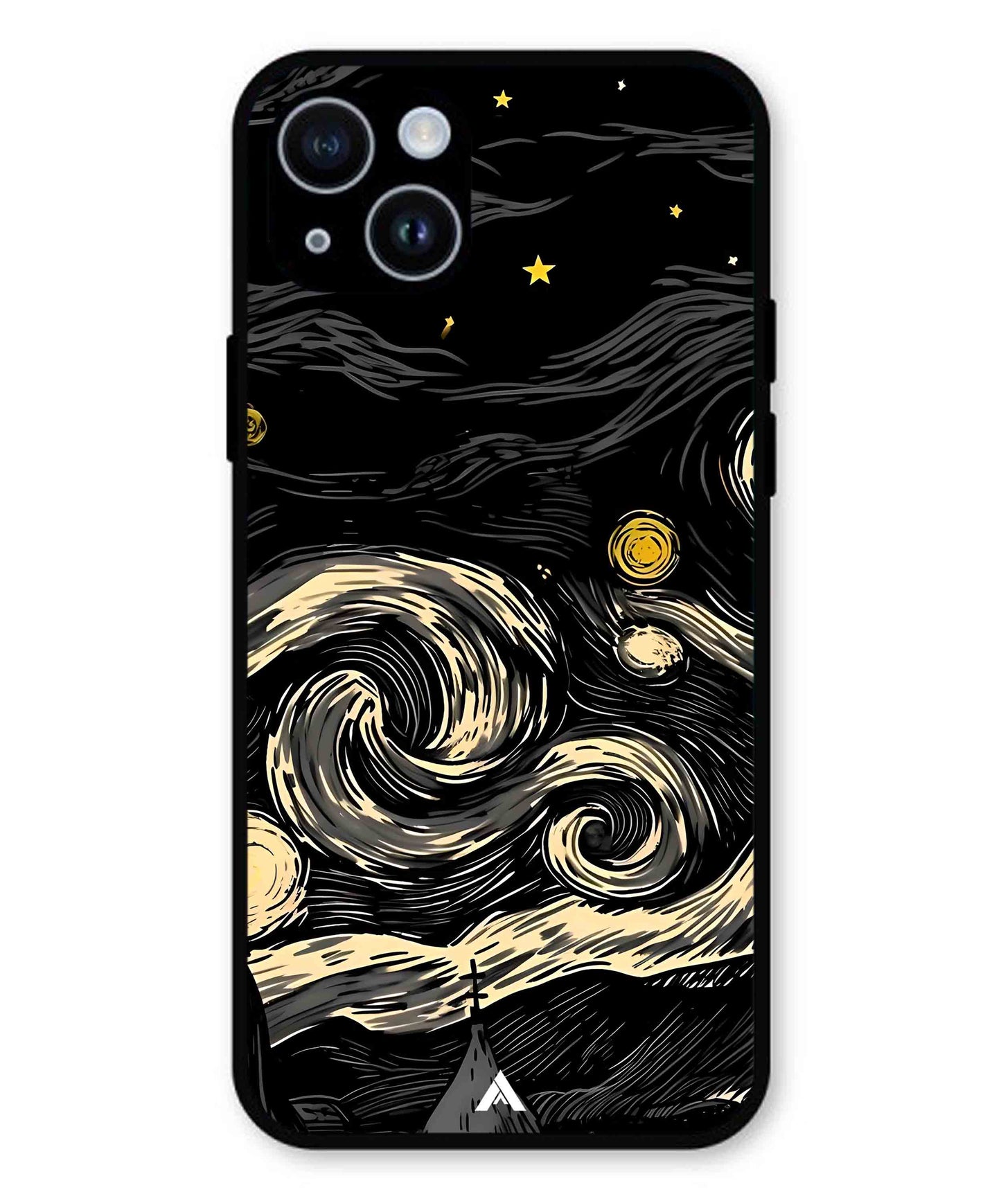 Starry Night Aesthetic Metal Back Cover Phone Case for iPhone 15 Plus
