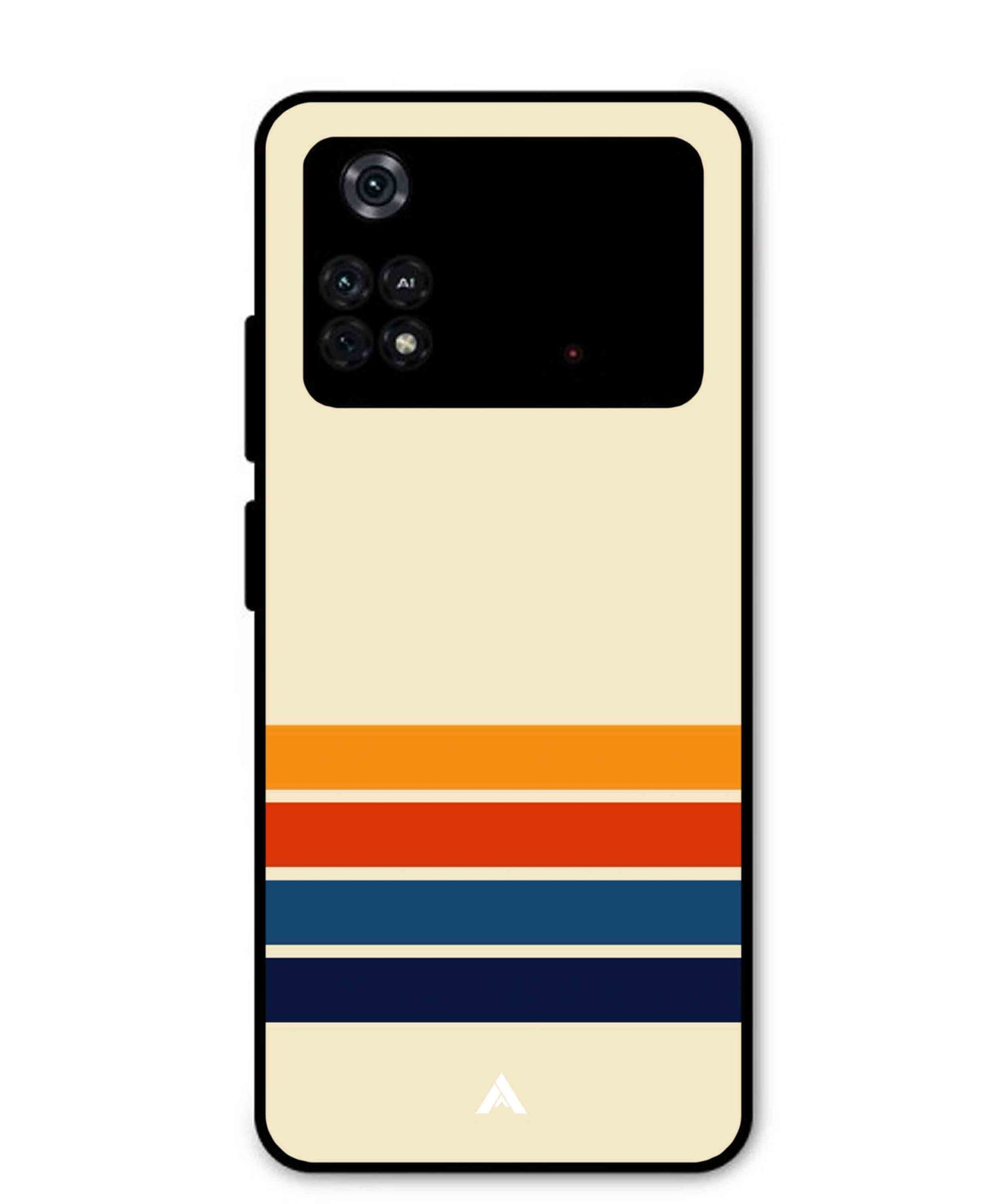 Stripe Pattern 12 Metal Back Cover Phone Case for Poco M4 Pro 4G