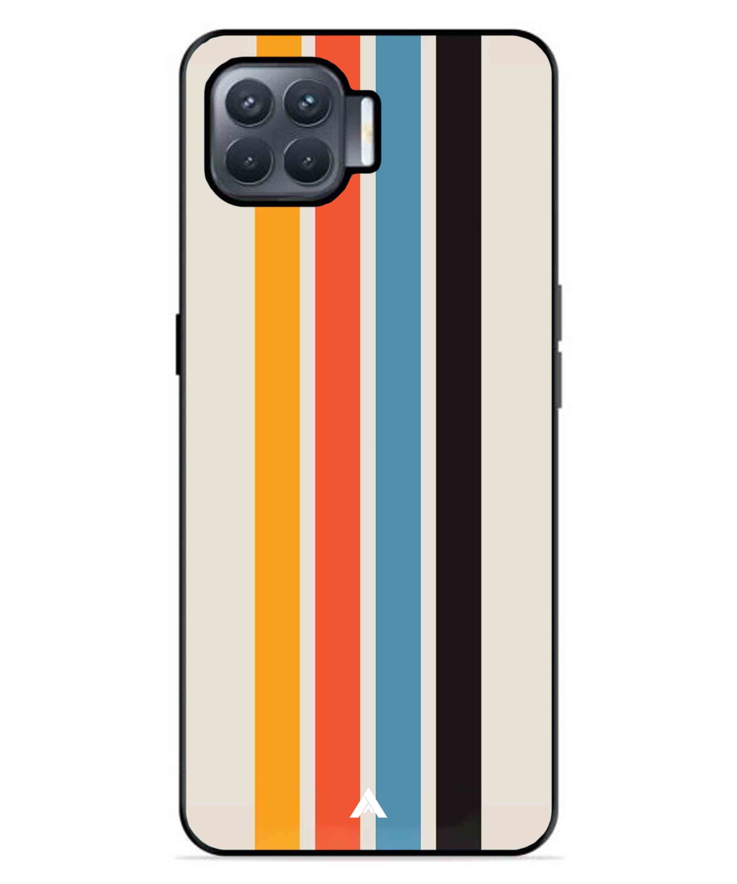 Stripe Pattern 2 Metal Back Cover Phone Case for Oppo F17 Pro