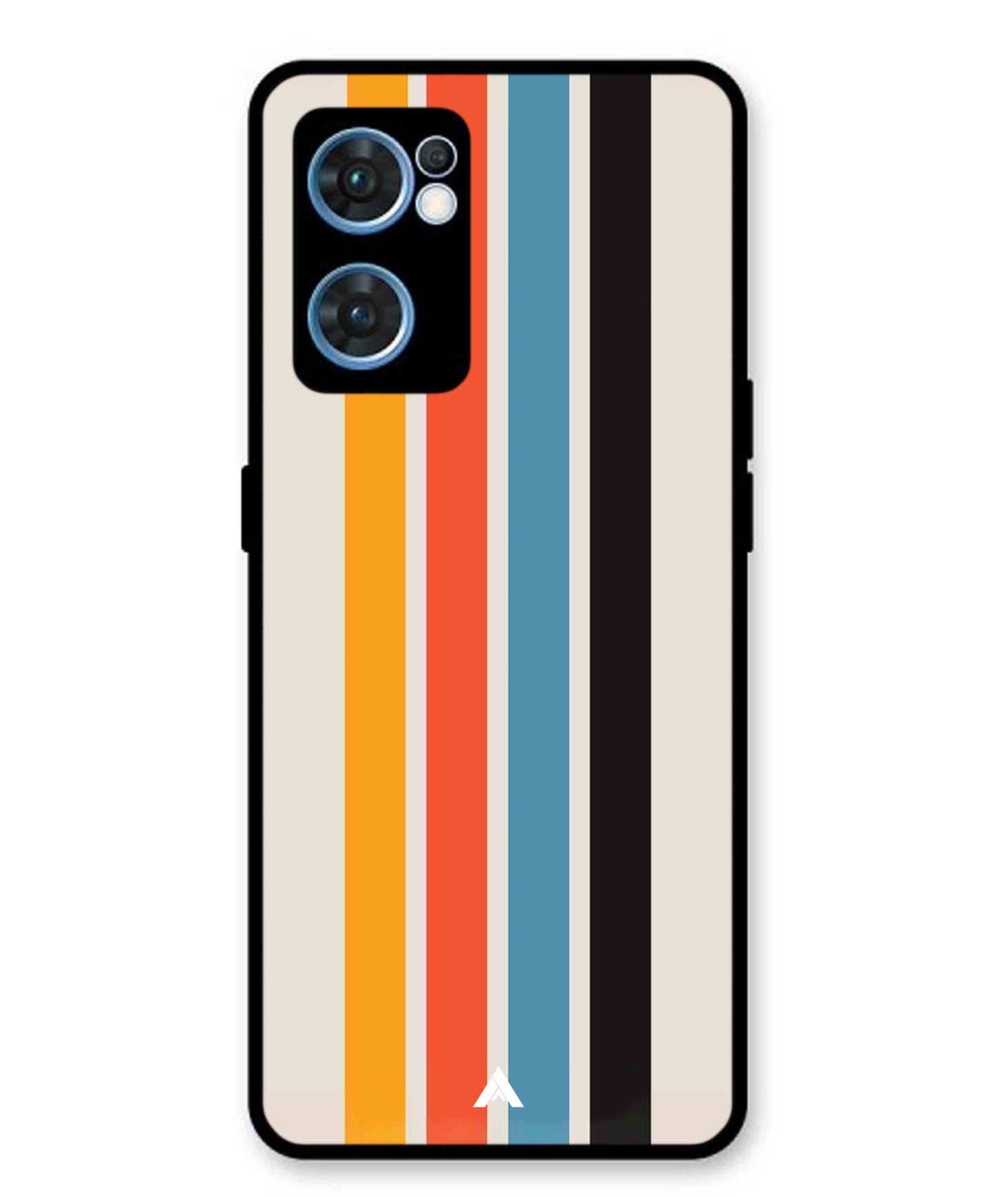 Stripe Pattern 2 Metal Back Cover Phone Case for Oppo F21 Pro 4G