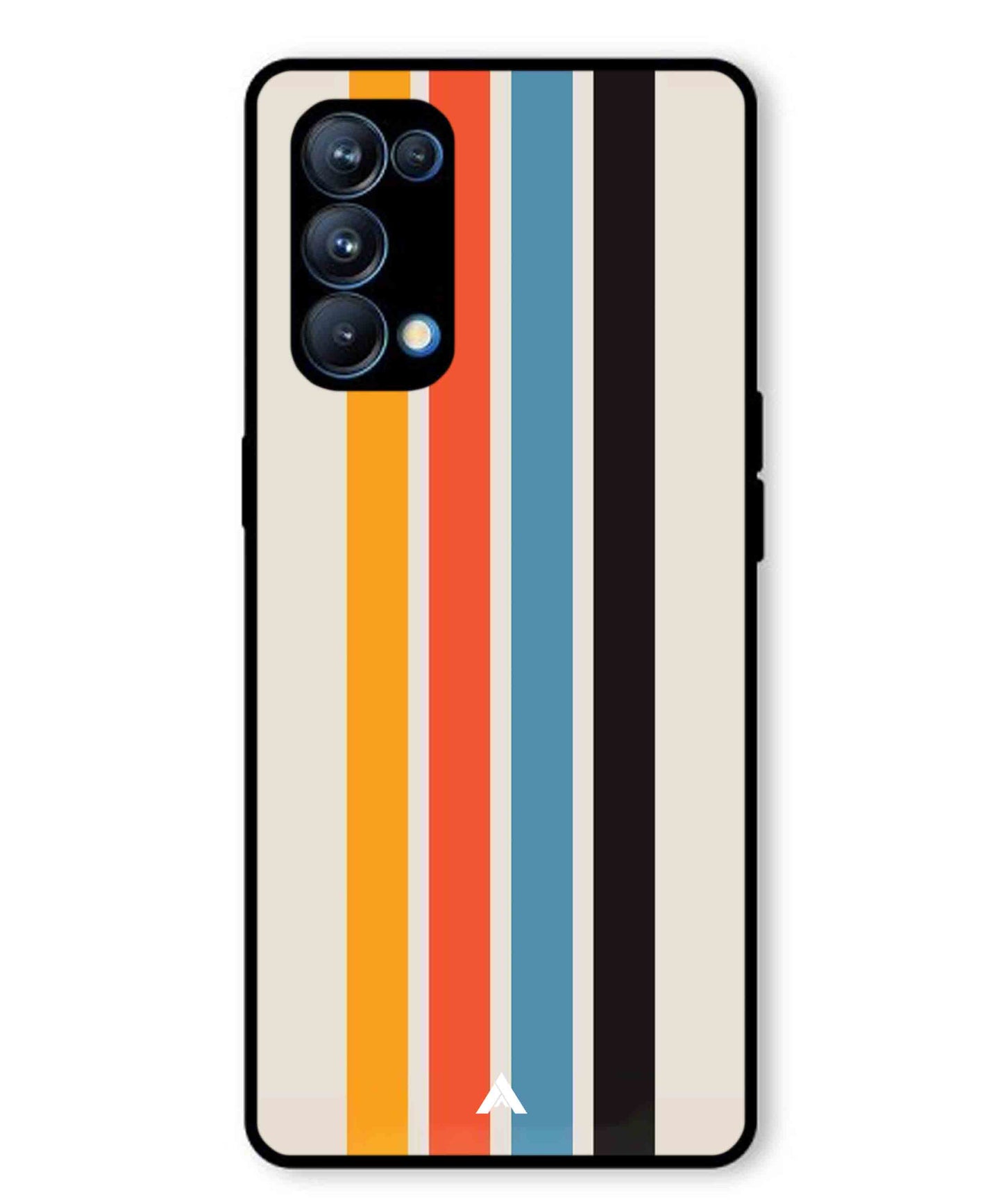 Stripe Pattern 2 Metal Back Cover Phone Case for Oppo Reno 5 Pro