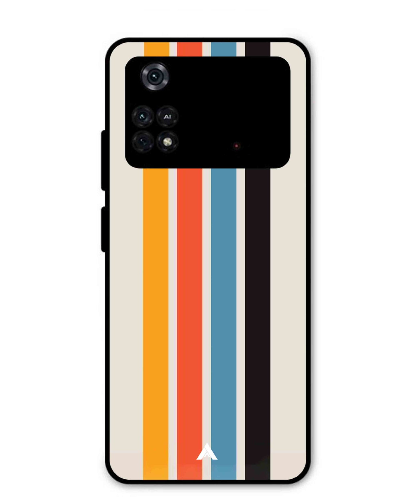 Stripe Pattern 2 Metal Back Cover Phone Case for Poco M4 Pro 4G