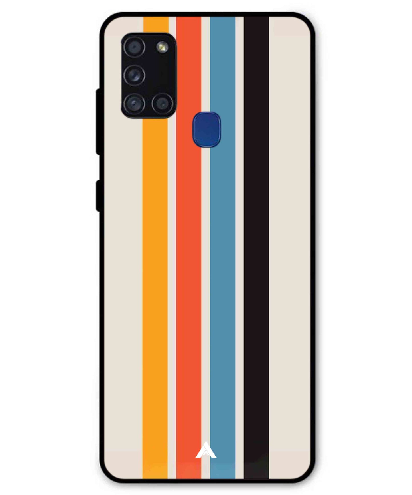 Stripe Pattern 2 Metal Back Cover Phone Case for Samsung Galaxy A21s