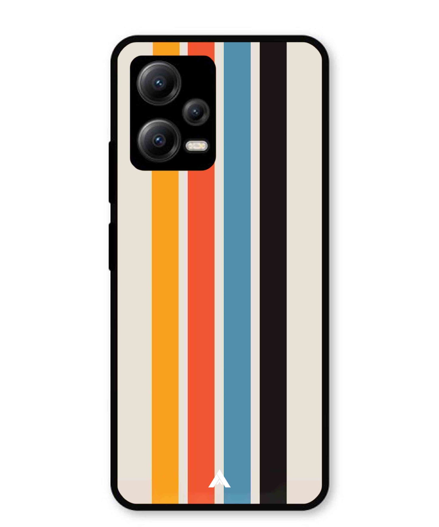 Stripe Pattern 2 Metal Back Cover Phone Case for Xiaomi Redmi Note 12 5G