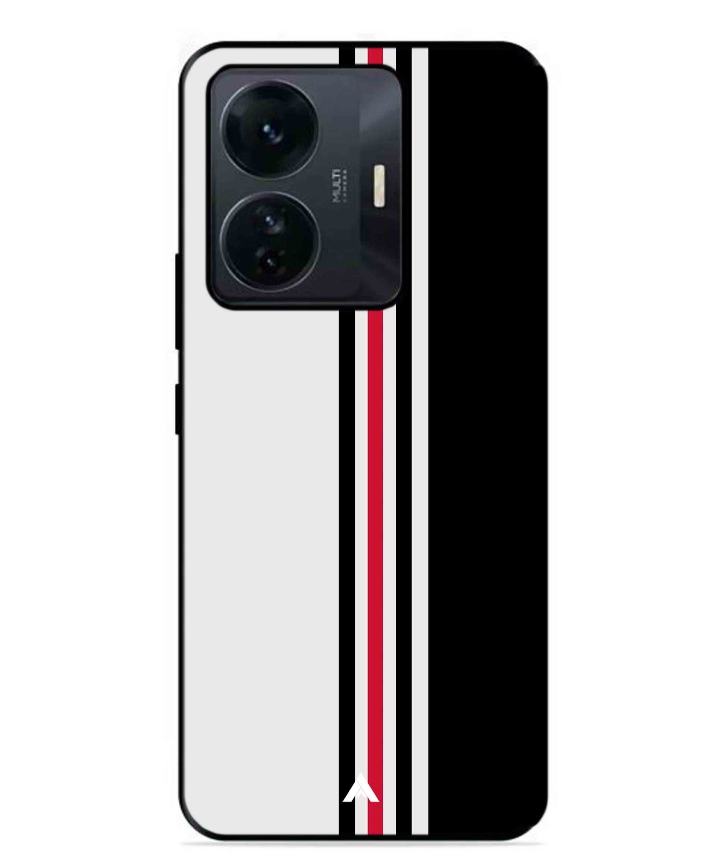 Stripe Pattern 3 Metal Back Cover Phone Case for Vivo T1 Pro