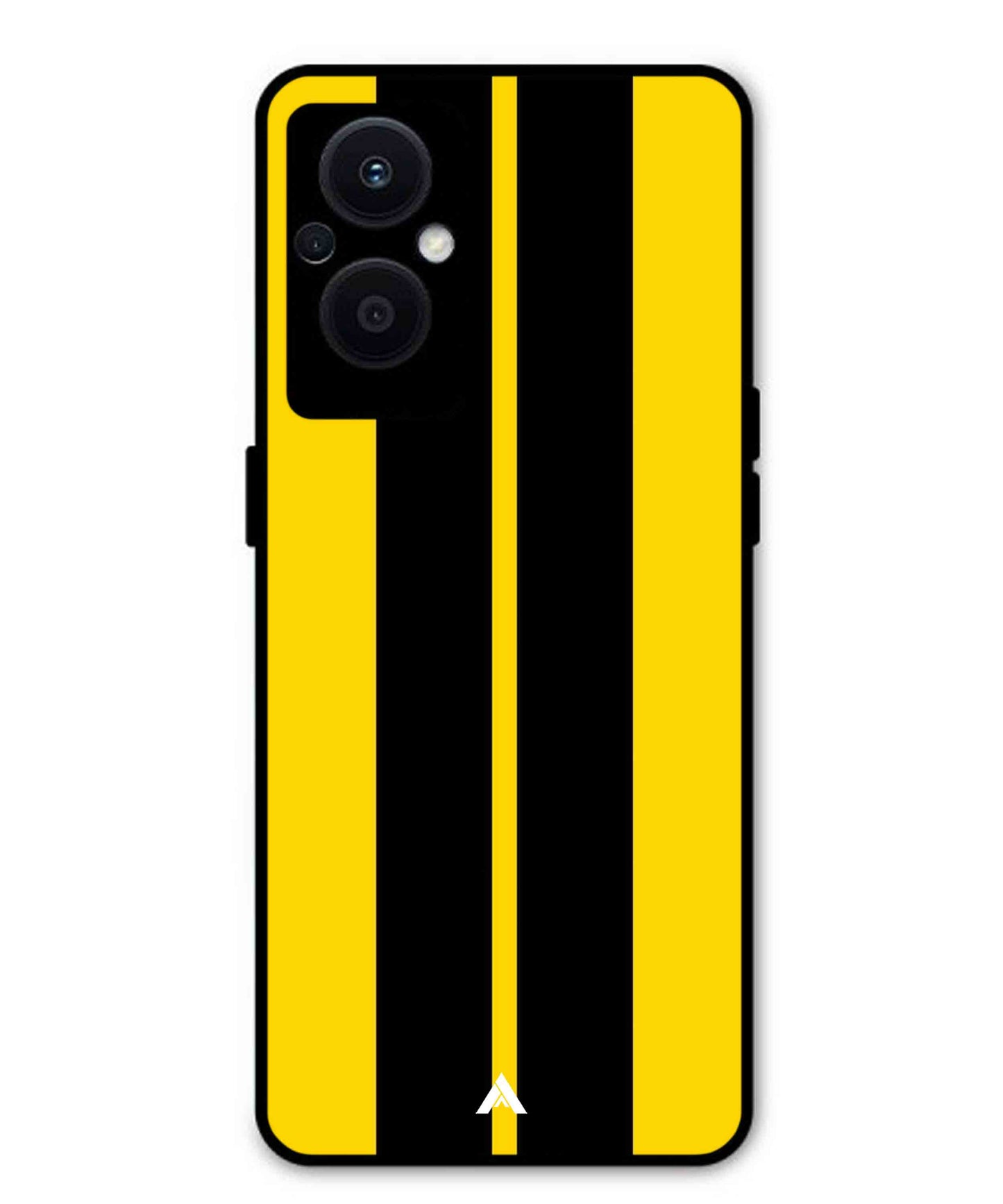 Stripe Pattern 4 Metal Back Cover Phone Case for Oppo F21 Pro 5G