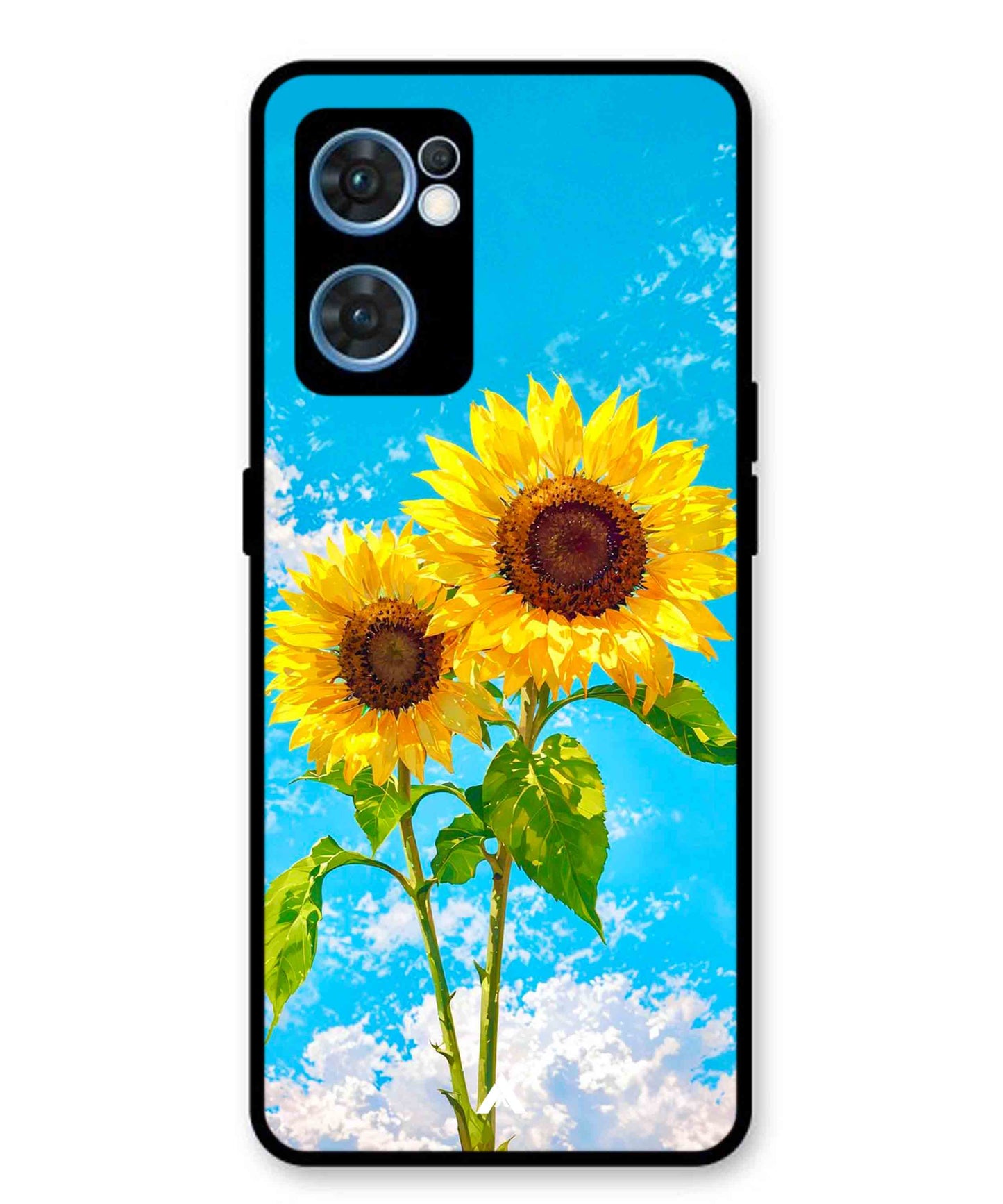 Sunflower Metal Back Cover Phone Case for Oppo Reno 7 4G