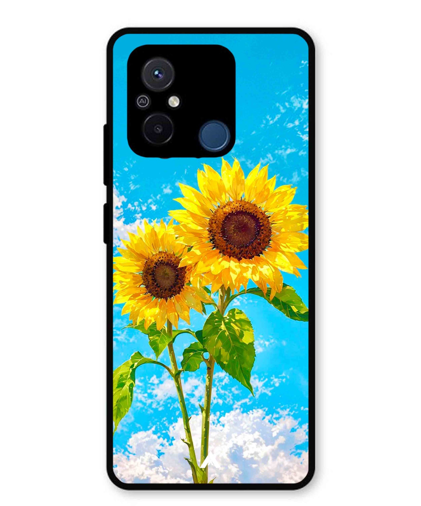 Sunflower Metal Back Cover Phone Case for Xiaomi Redmi 12C