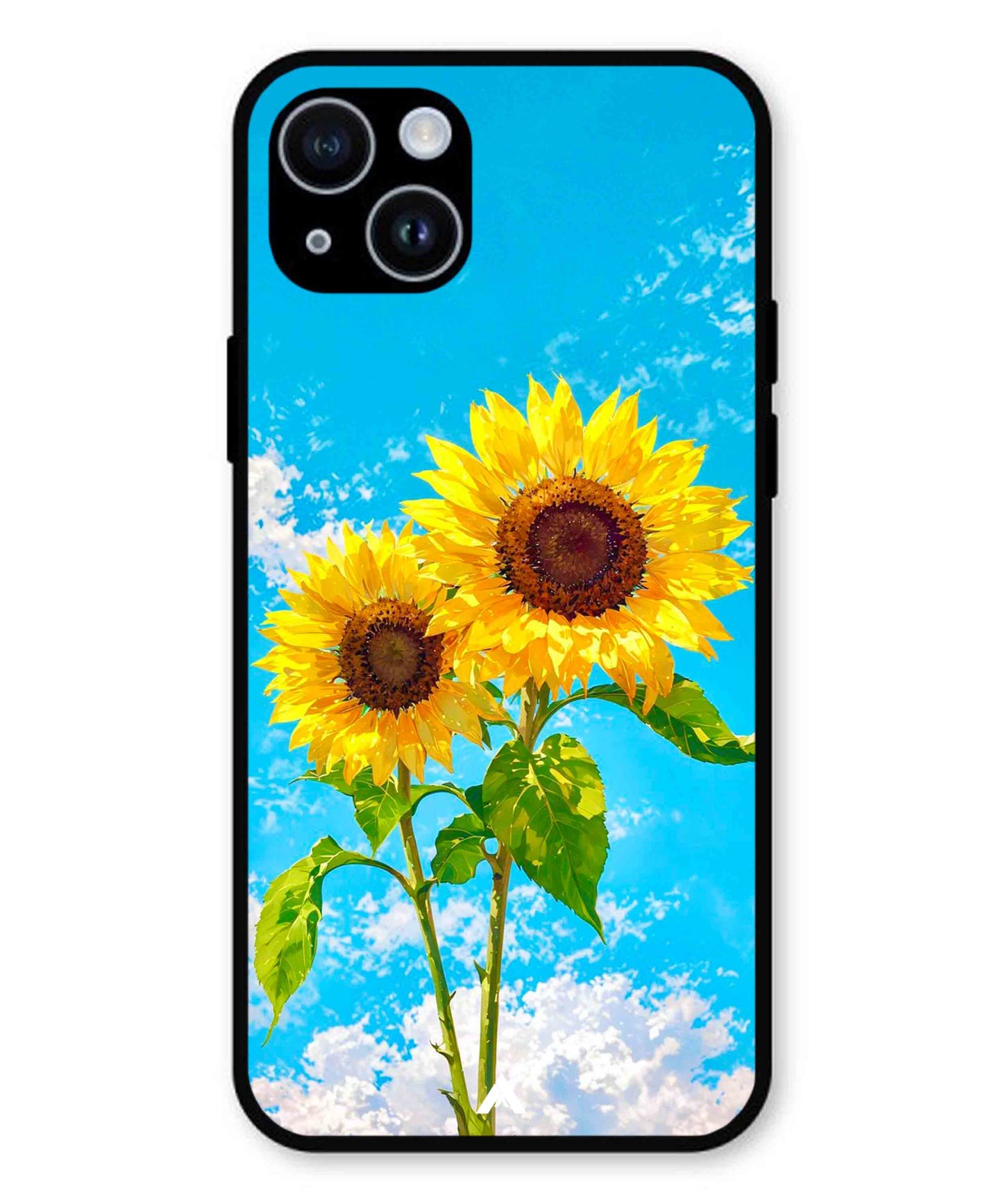 Sunflower Metal Back Cover Phone Case for iPhone 15 Plus