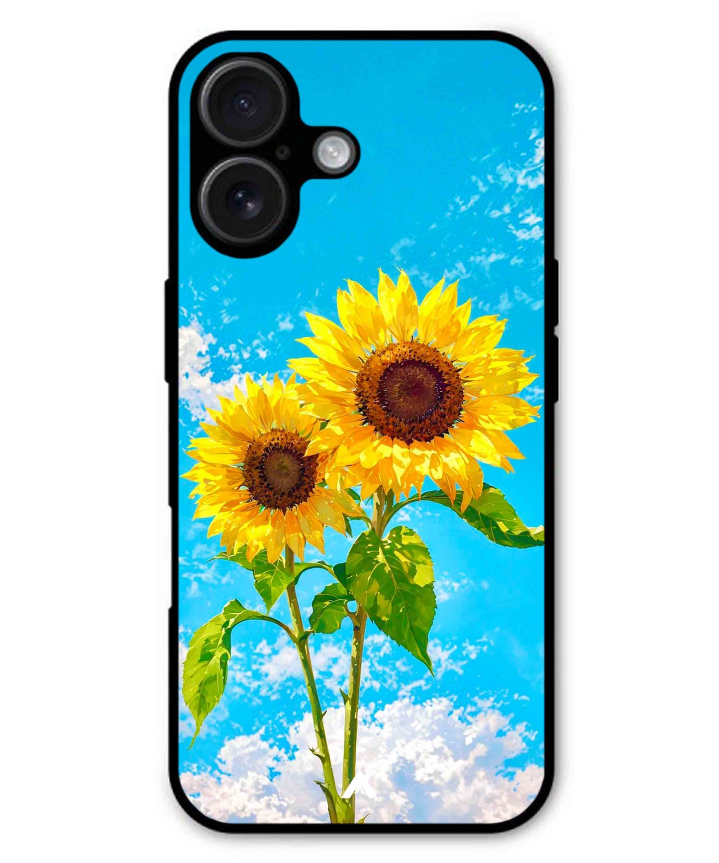 Sunflower Metal Back Cover Phone Case for iPhone 16 Plus