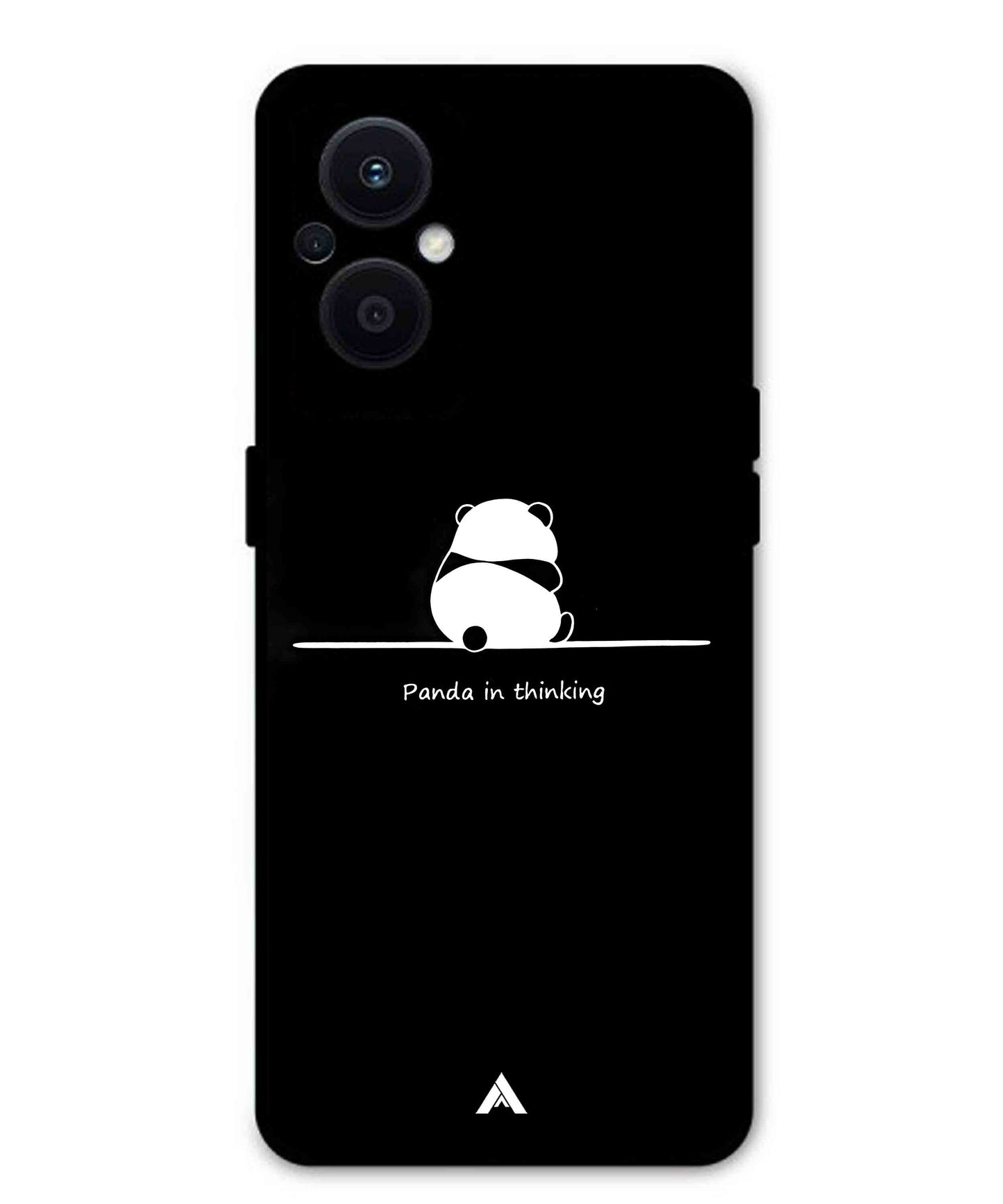 Thinking Panda Metal Back Cover Phone Case for Oppo F21 Pro 5G