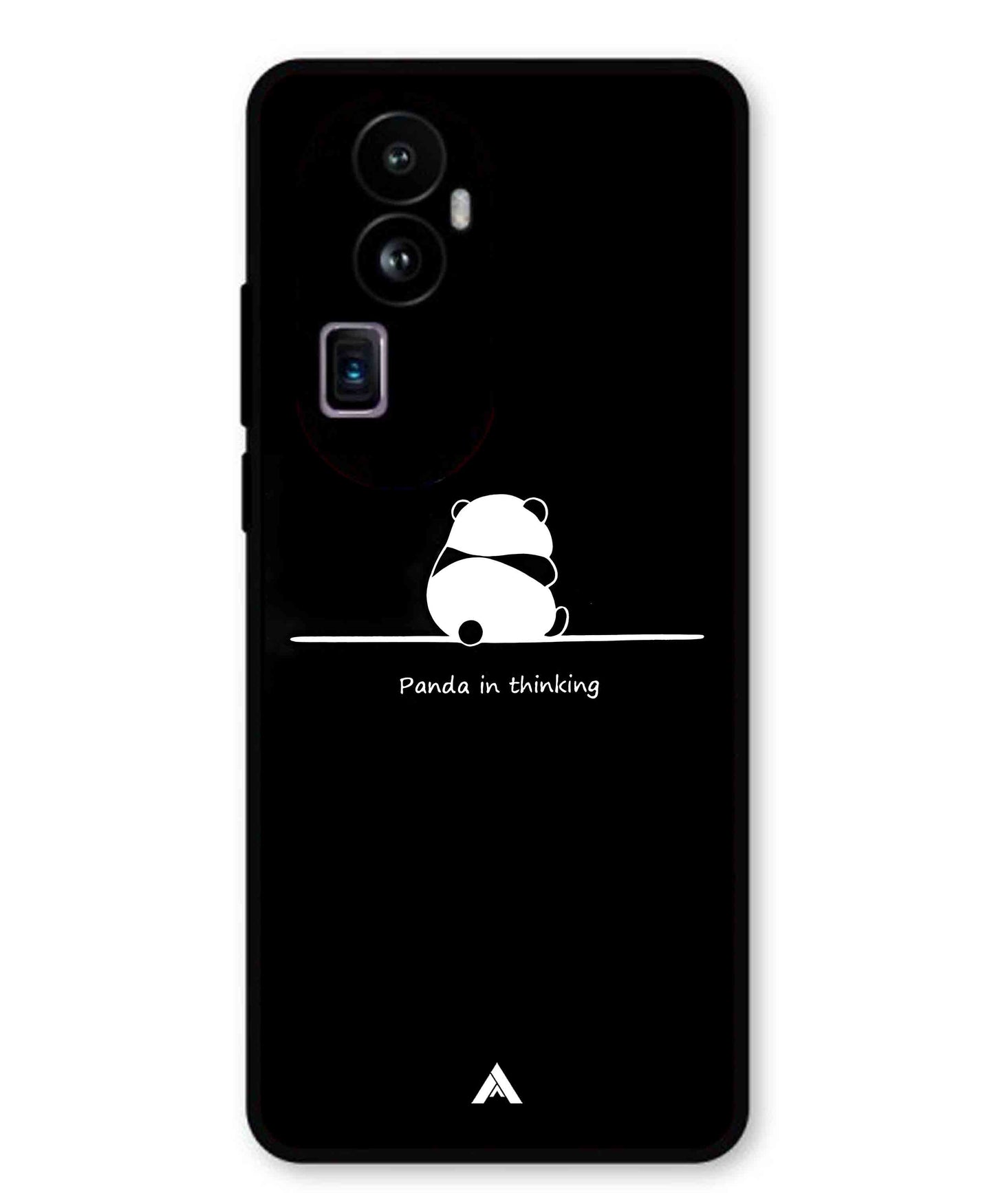 Thinking Panda Metal Back Cover Phone Case for Oppo Reno 10 Pro Plus
