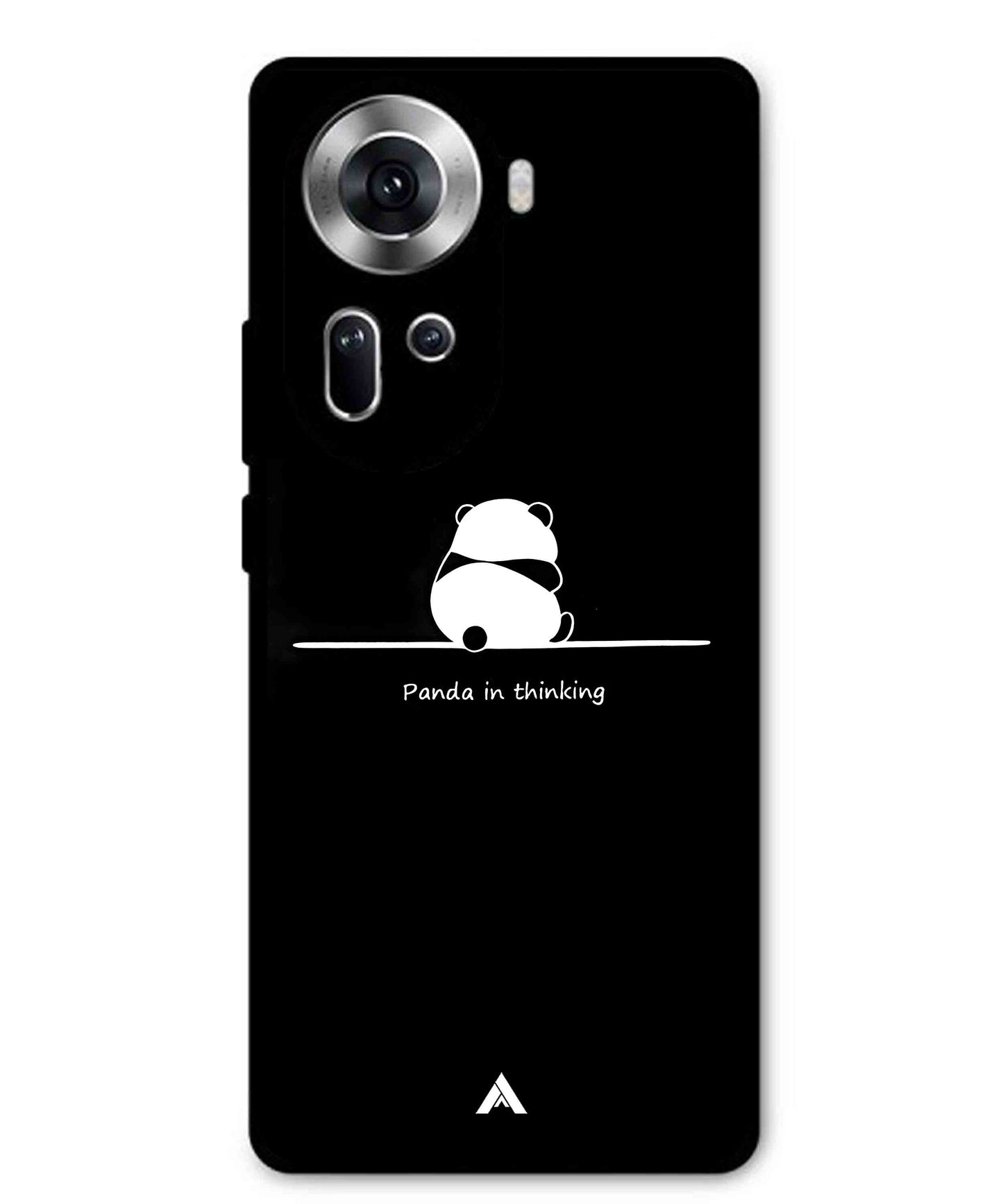 Thinking Panda Metal Back Cover Phone Case for Oppo Reno 11