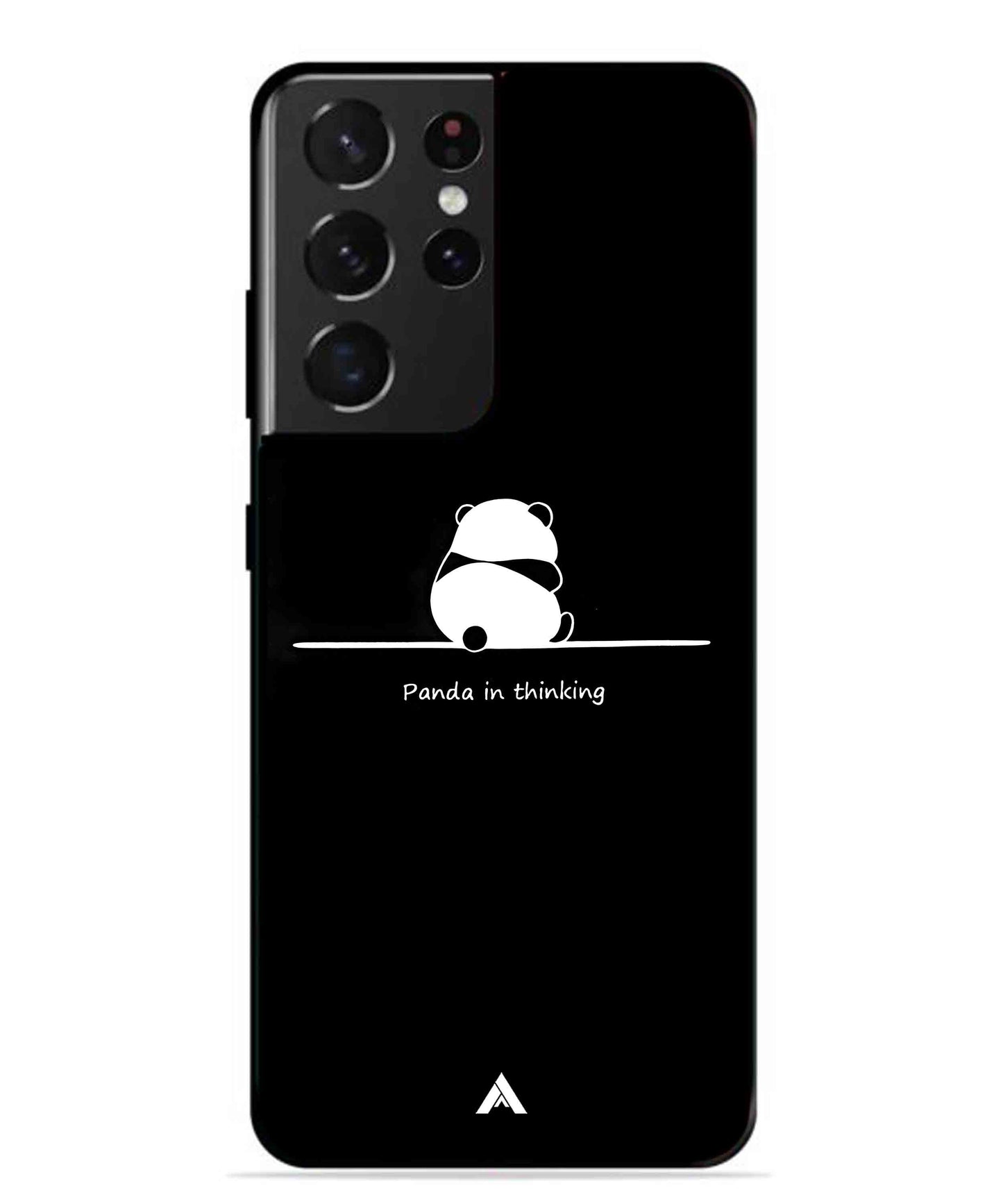 Thinking Panda Metal Back Cover Phone Case for Samsung Galaxy S21 Ultra