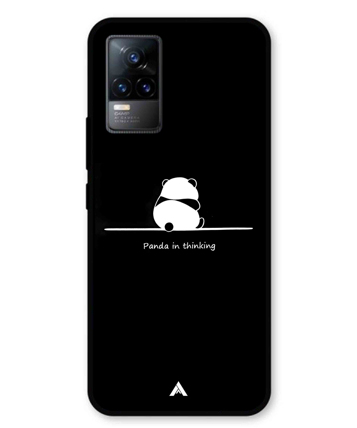 Thinking Panda Metal Back Cover Phone Case for Vivo v21e 4G