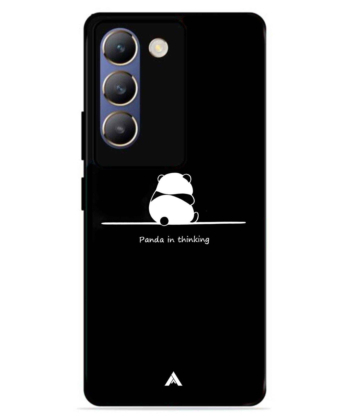 Thinking Panda Metal Back Cover Phone Case for Vivo v30 Lite