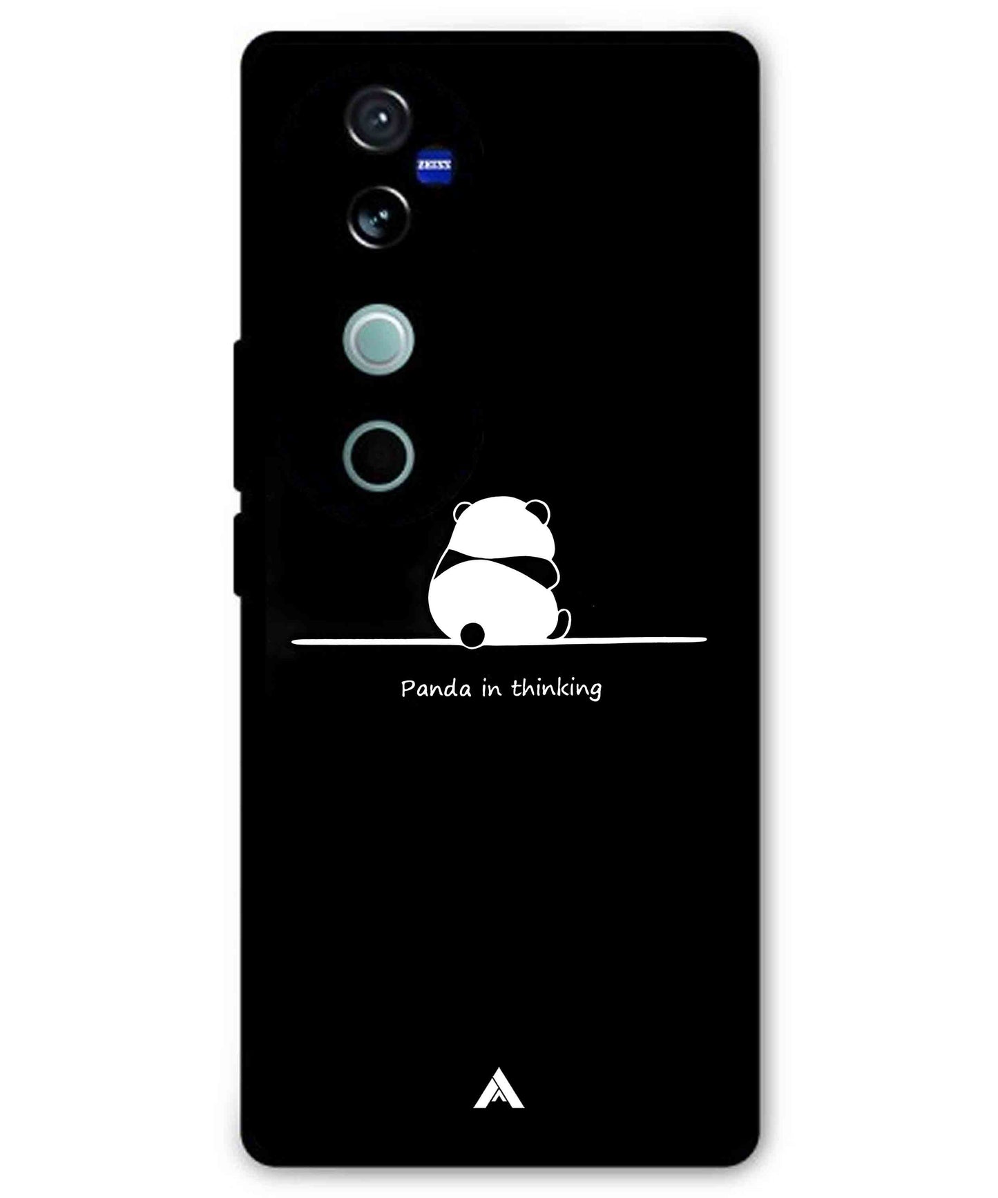 Thinking Panda Metal Back Cover Phone Case for Vivo v40 Pro