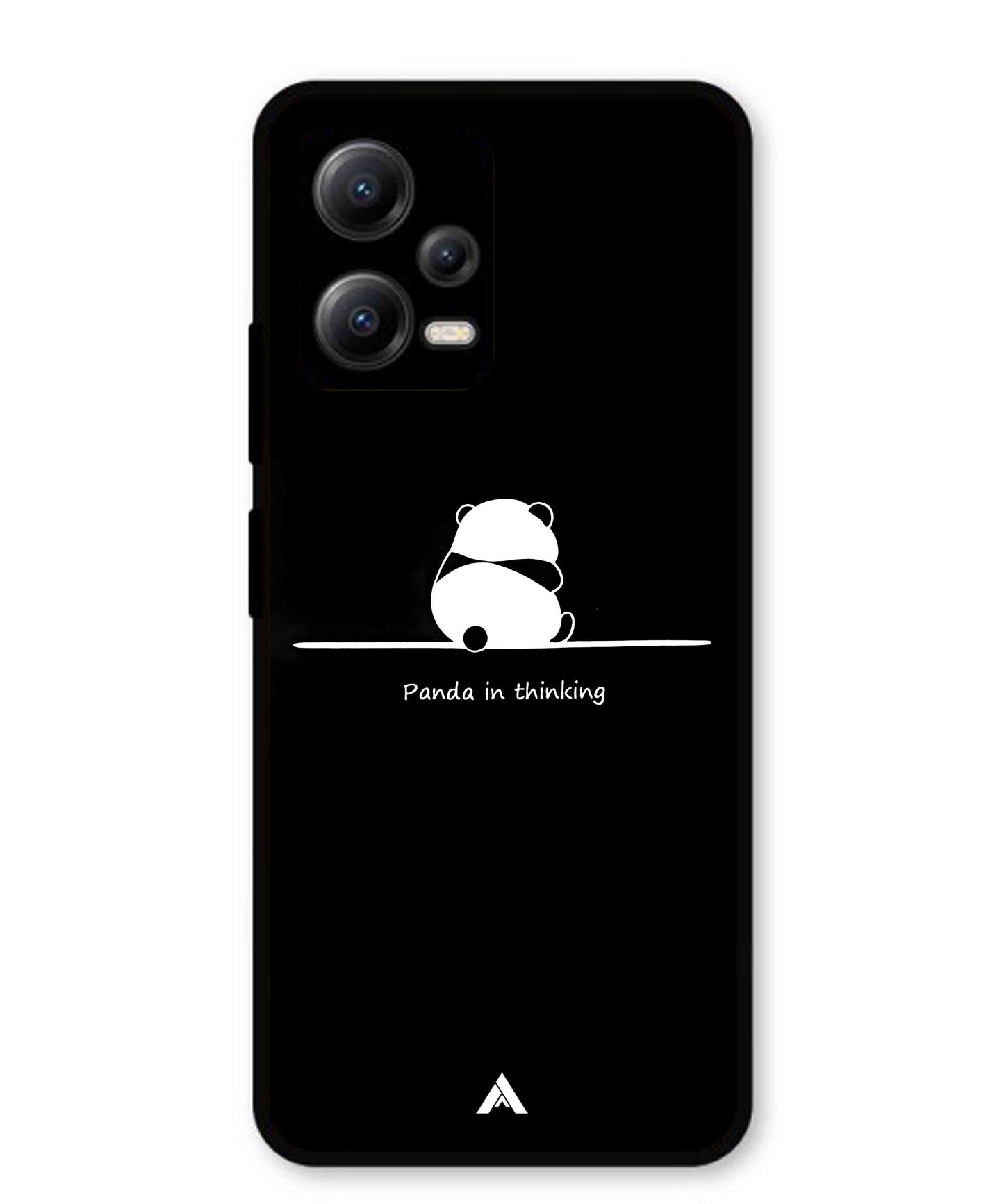 Thinking Panda Metal Back Cover Phone Case for Xiaomi Redmi Note 12 5G