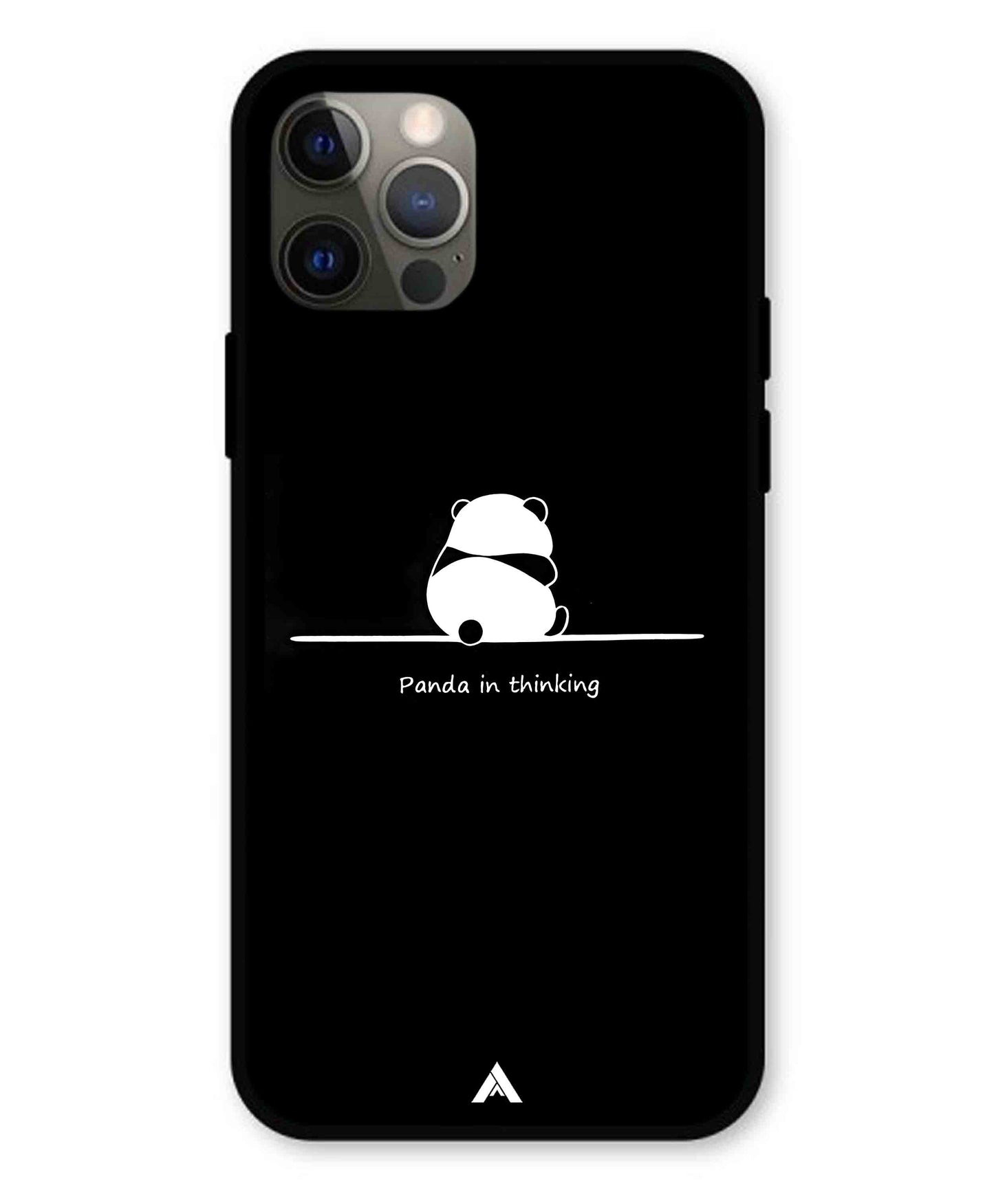 Thinking Panda Metal Back Cover Phone Case for iPhone 12 Pro