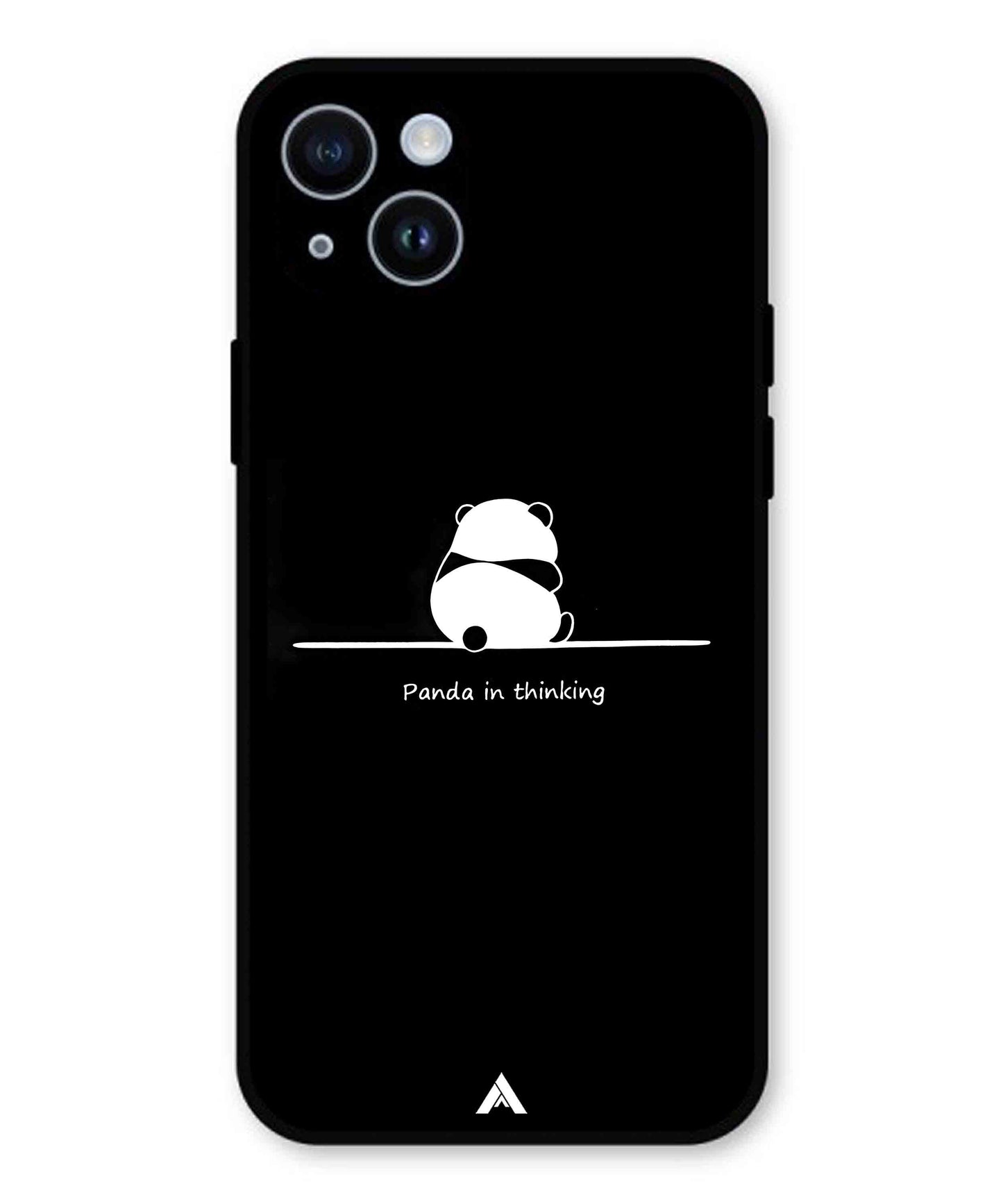 Thinking Panda Metal Back Cover Phone Case for iPhone 14