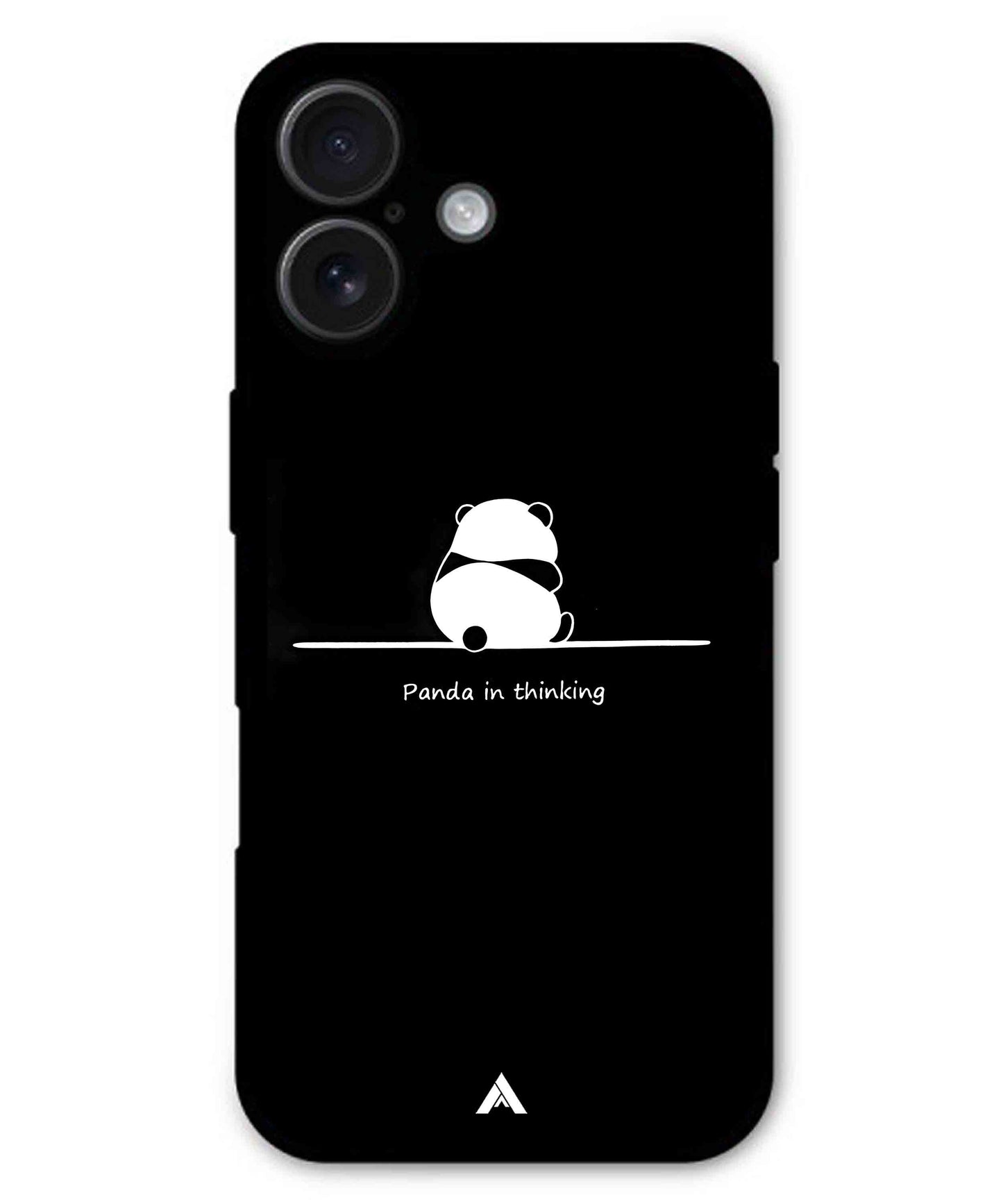 Thinking Panda Metal Back Cover Phone Case for iPhone 16 Plus